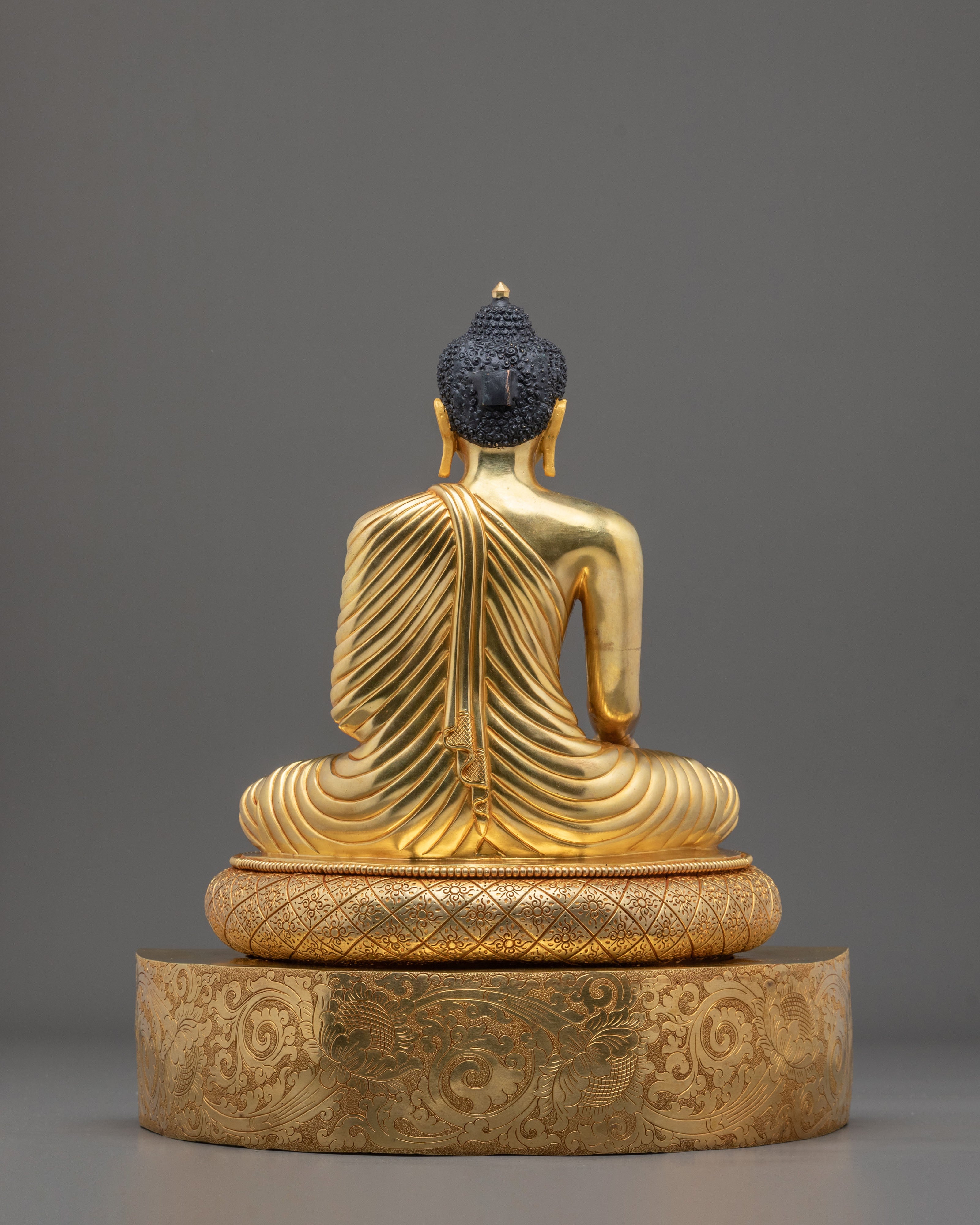 Gautama Buddha 24K Gold Gilded Sculpture: Divine Serenity