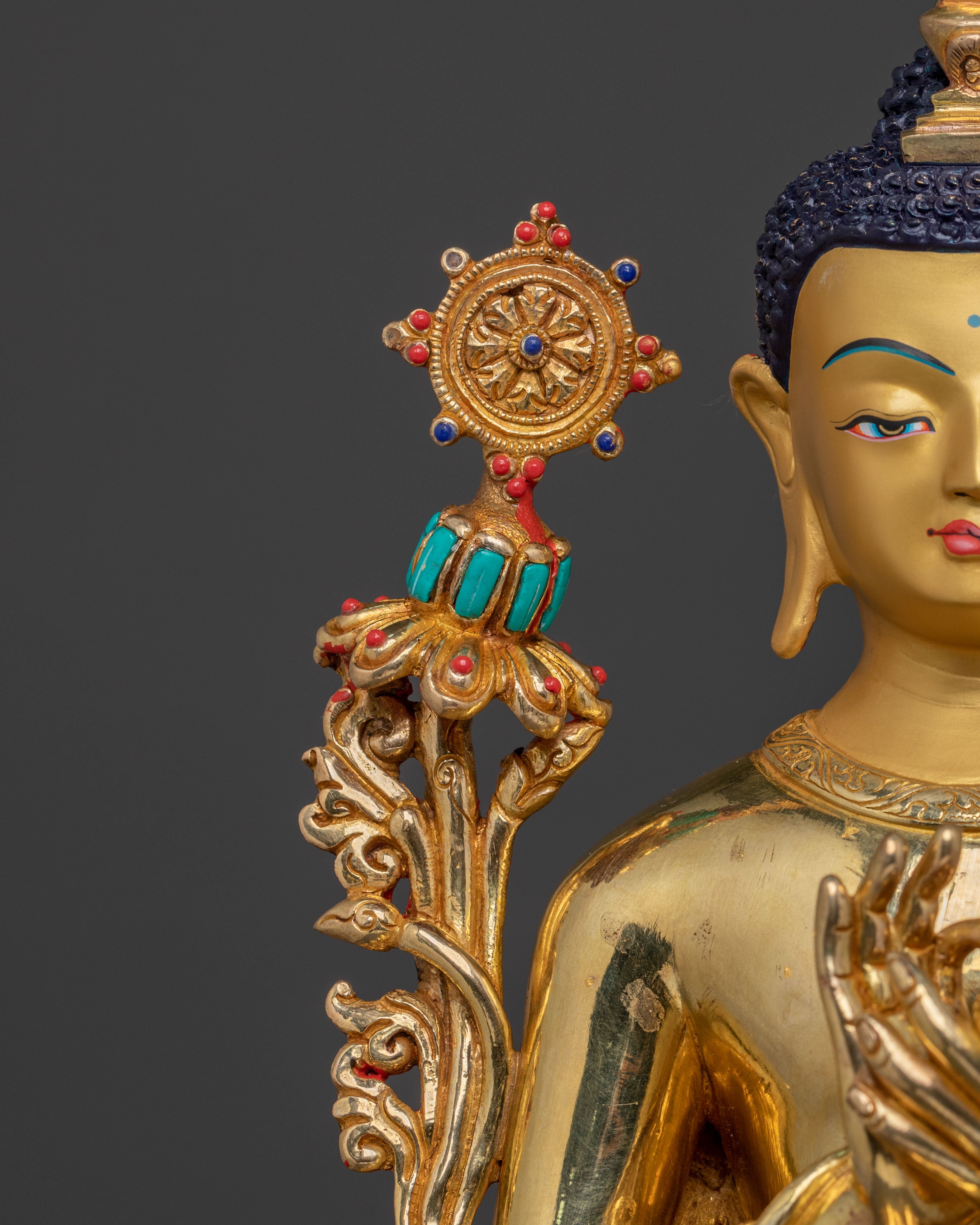 Maitreya Buddha Altar Statue | 24K Gold Gilded Icon