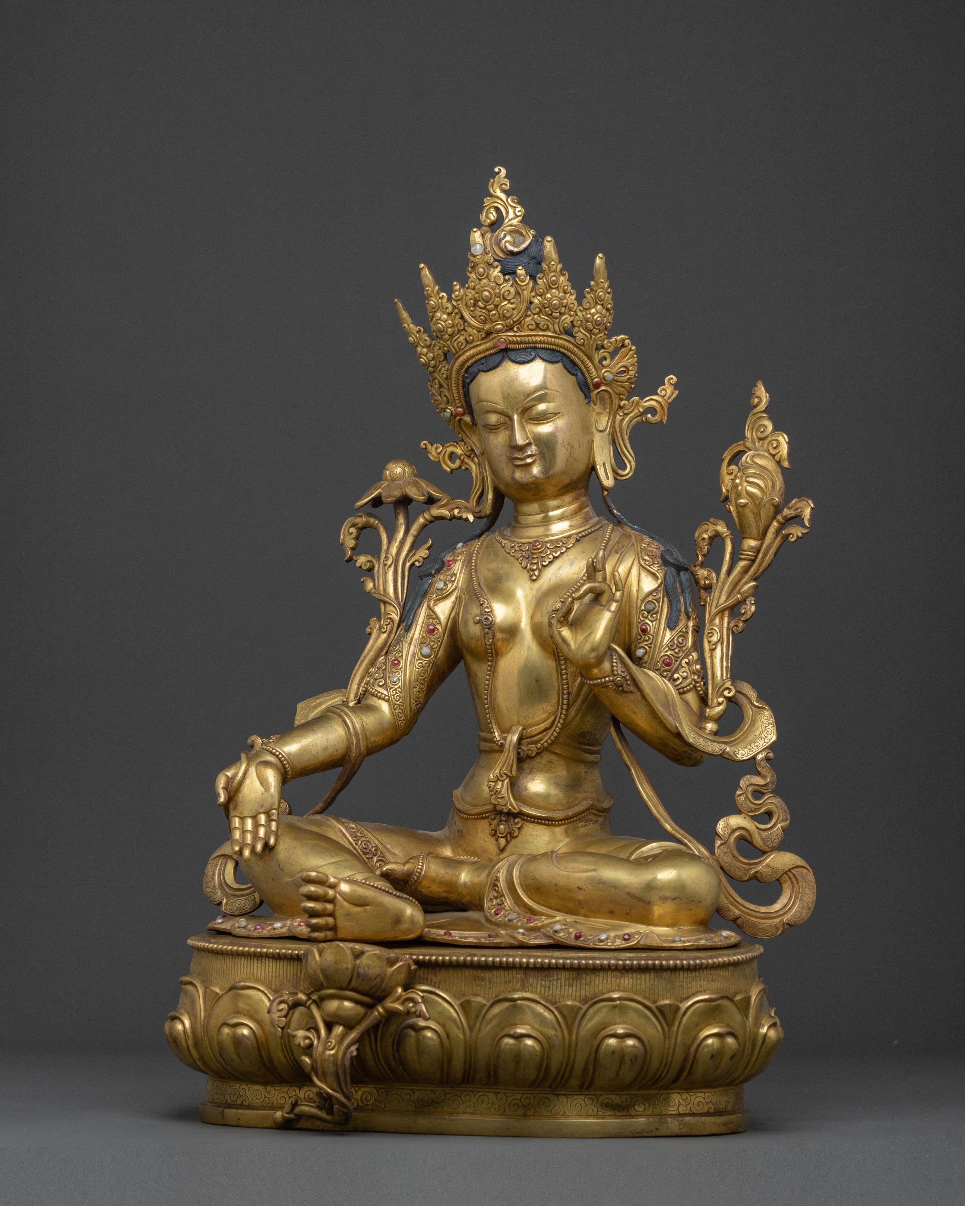 Handmade Green Tara Sacred Statue | Swift Liberator and Sacred Protector