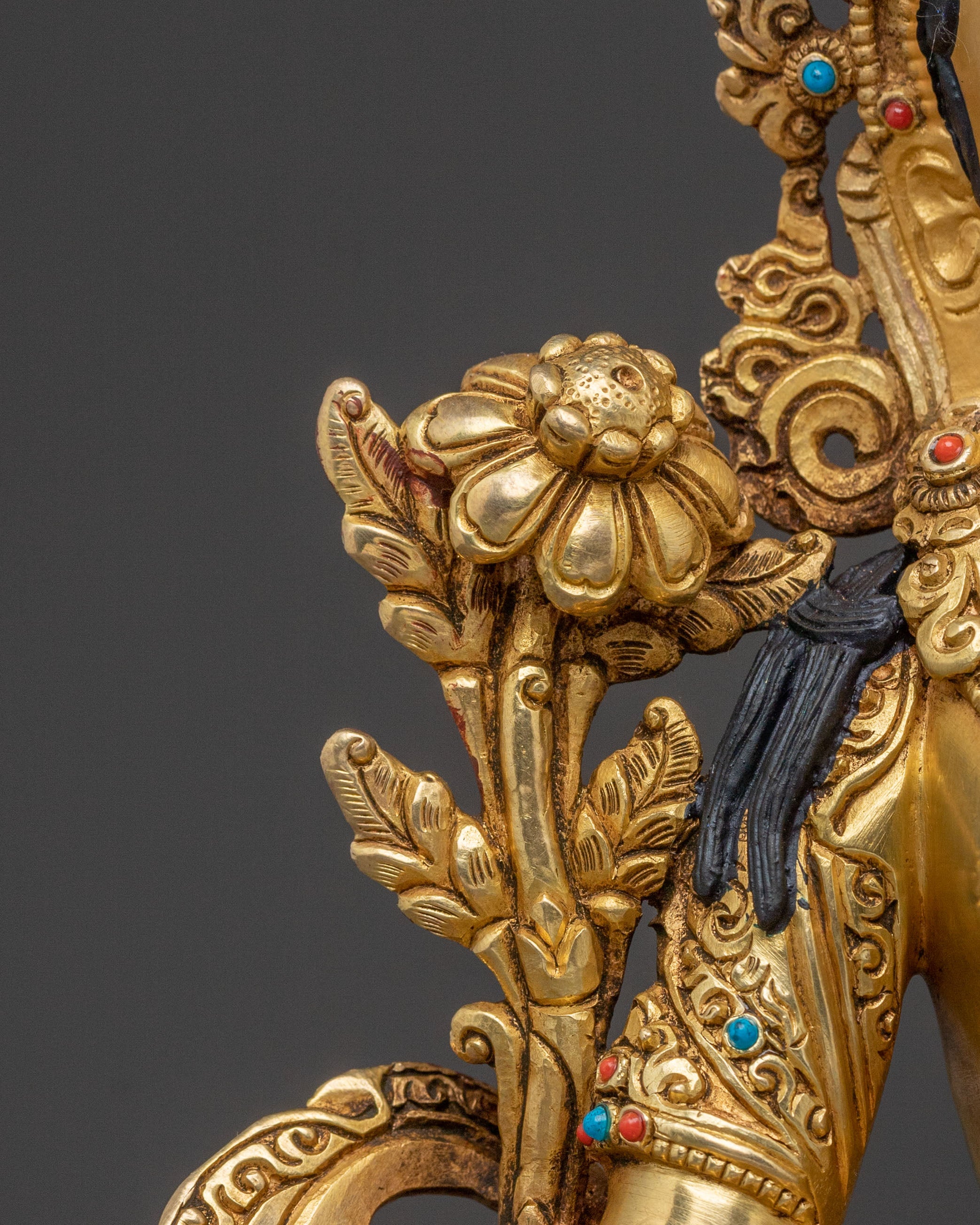 Handcrafted Statue of Green Tara – Exquisite Gilded Copper