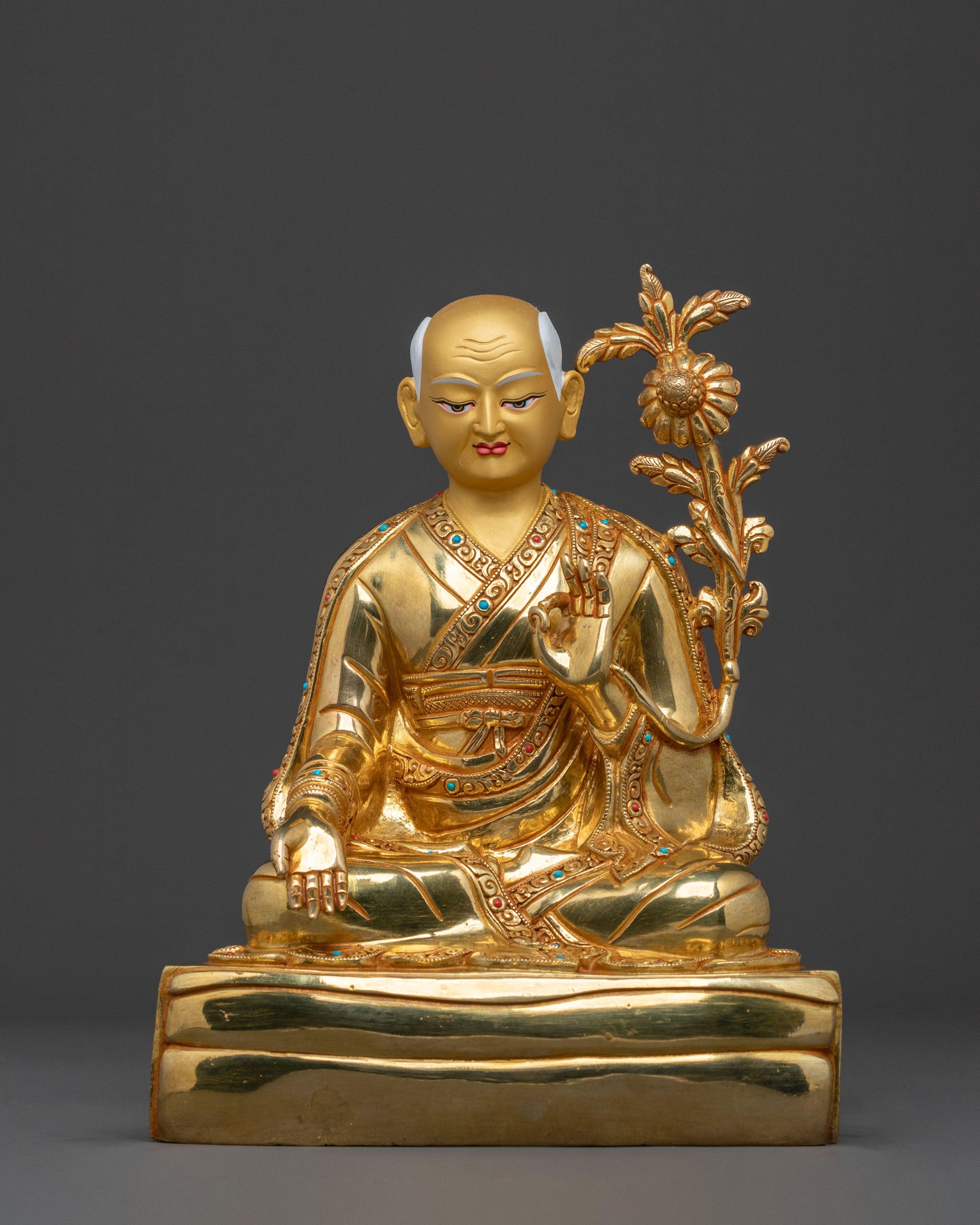 Shakya Master: 24K Gold Gilded Enlightenment Statue Set