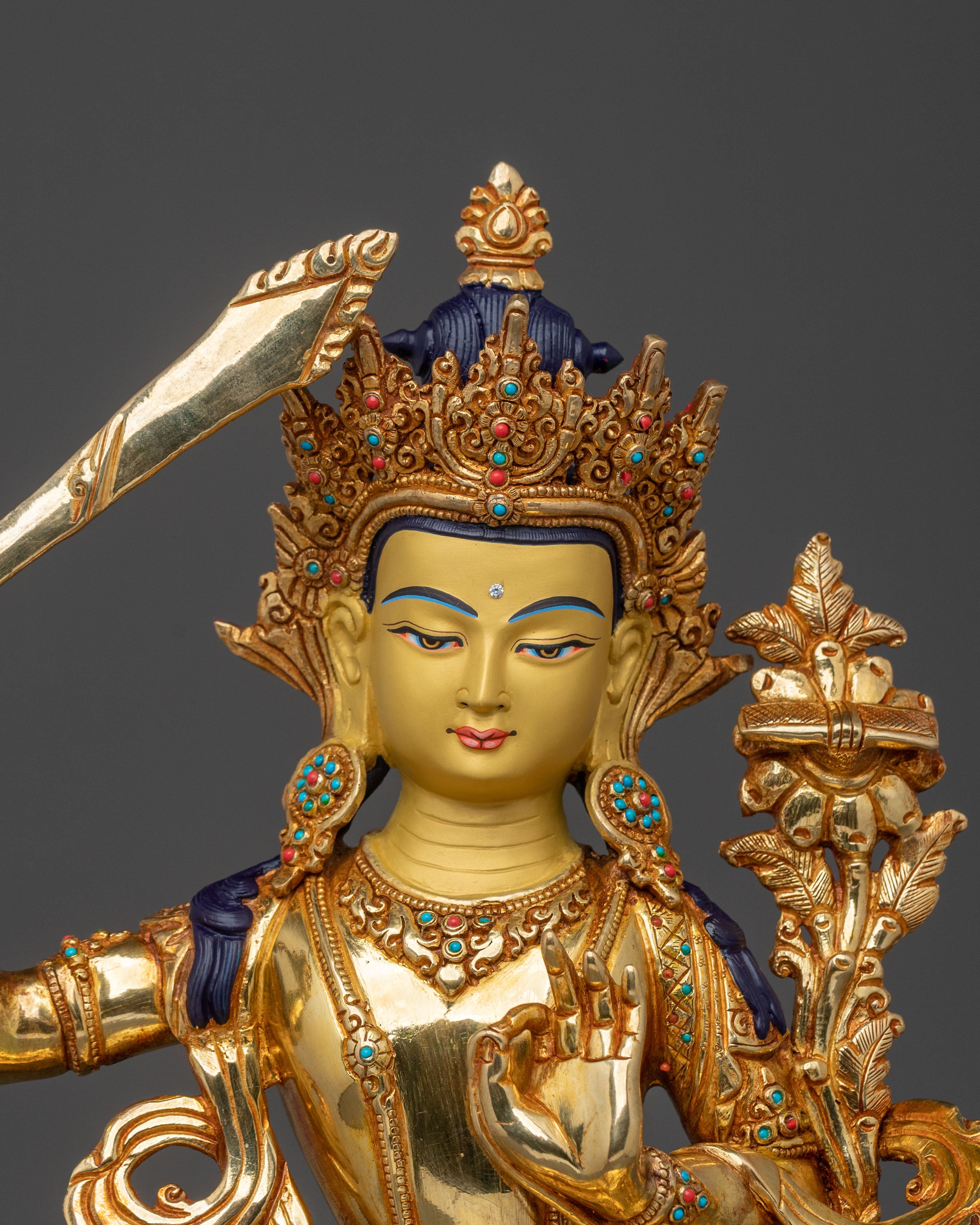 Manjughoṣa Golden Statue | Tibetan Buddhist Protector