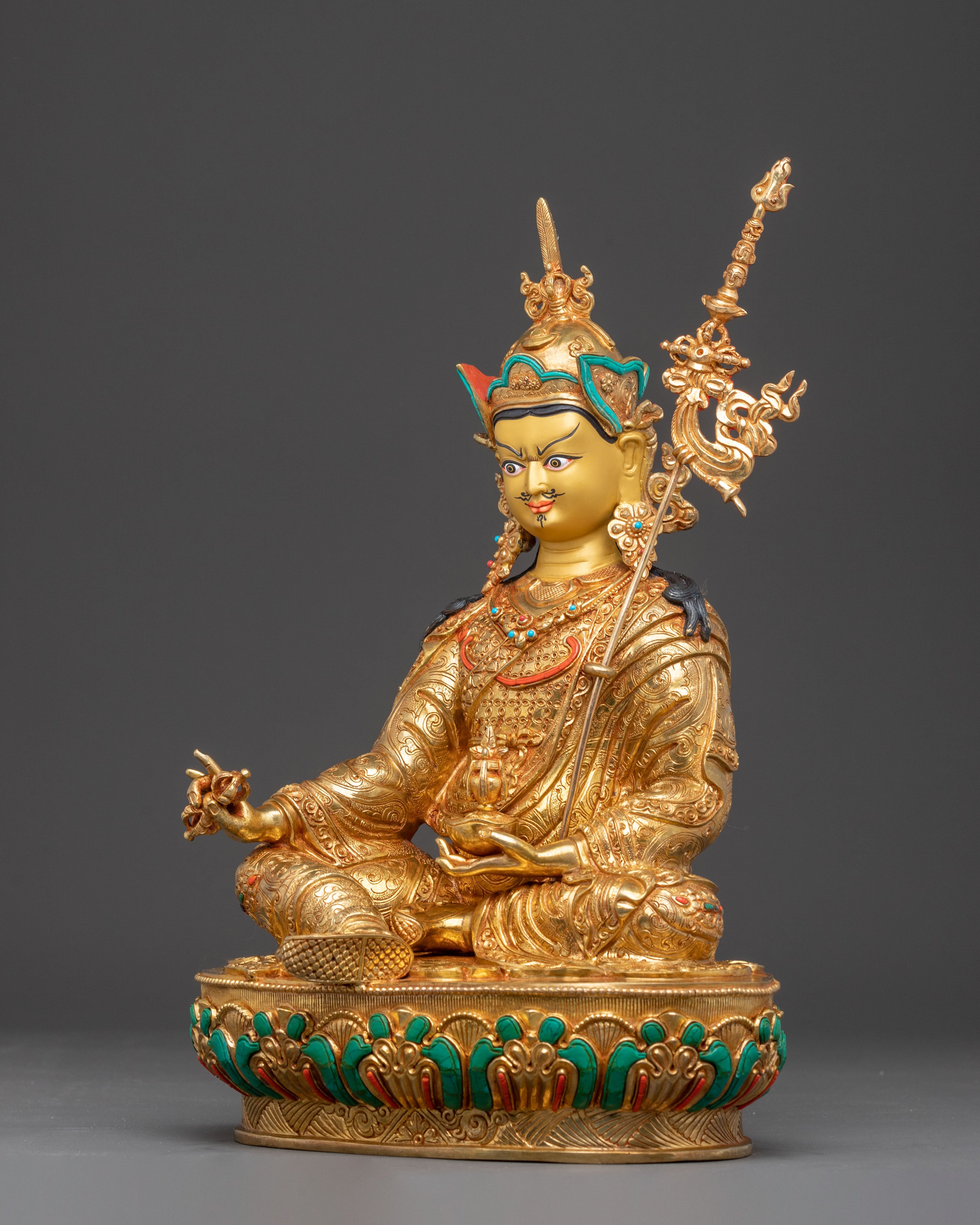 Handmade Golden Guru Rinpoche Statue | Precious Guru Padmasambhava