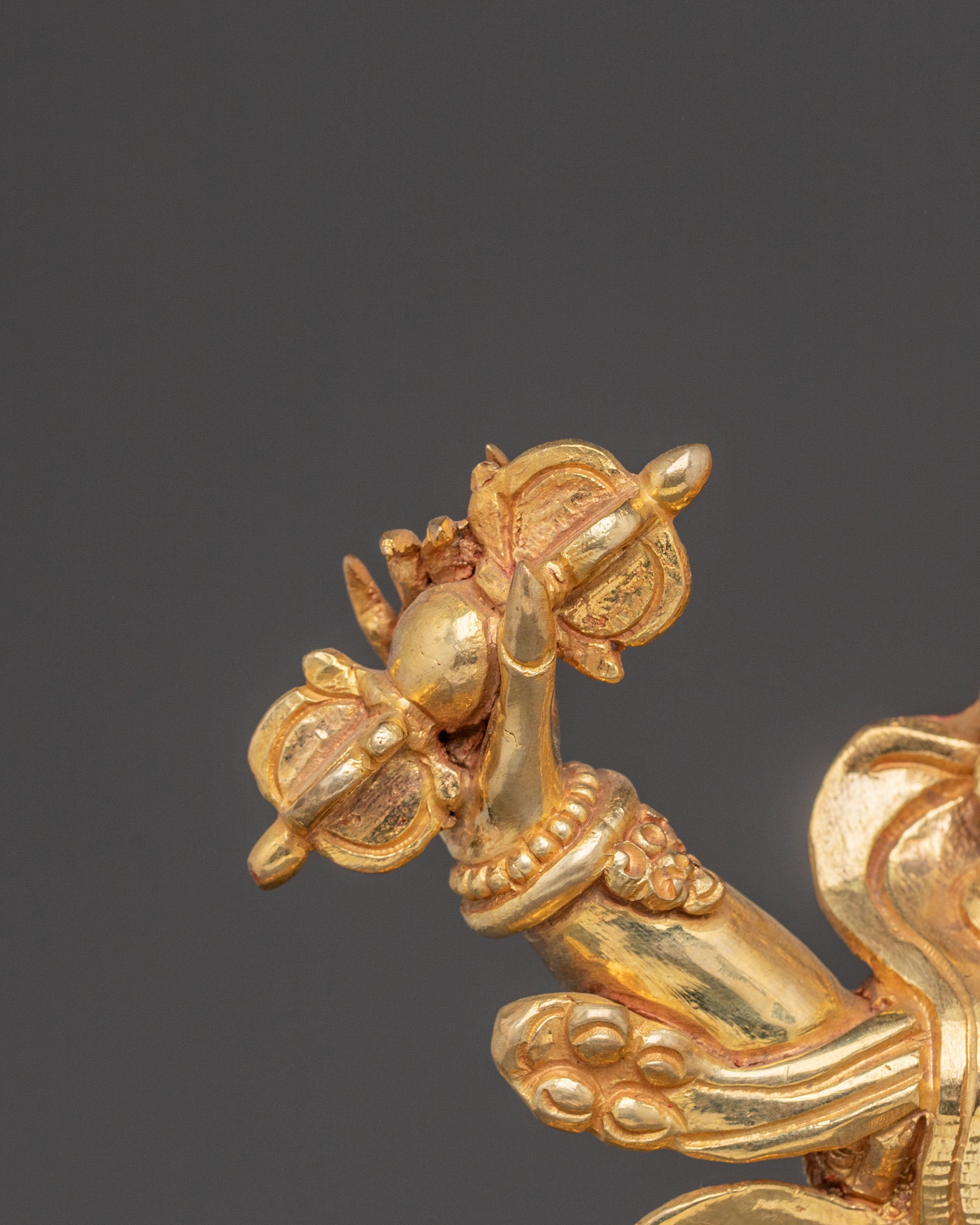 Handmade Dorje Gotrab Golden Statue | Tibetan Buddhist Deity