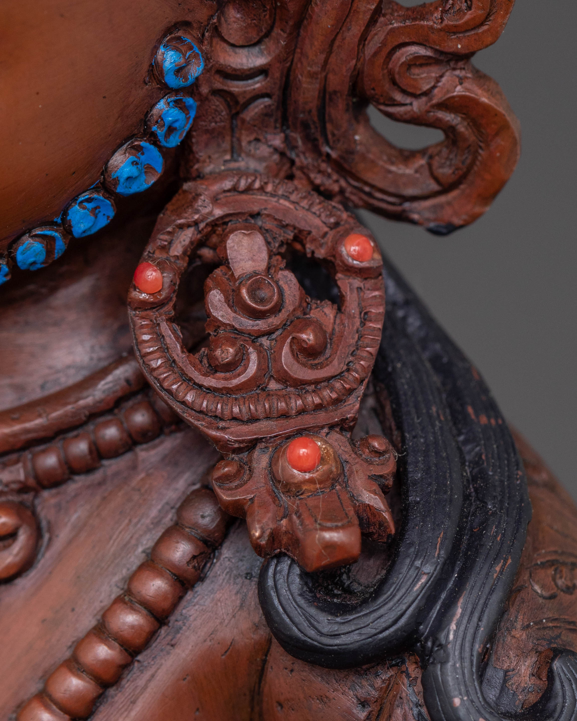 Oxidized Copper Dzambhala Statue with Throne