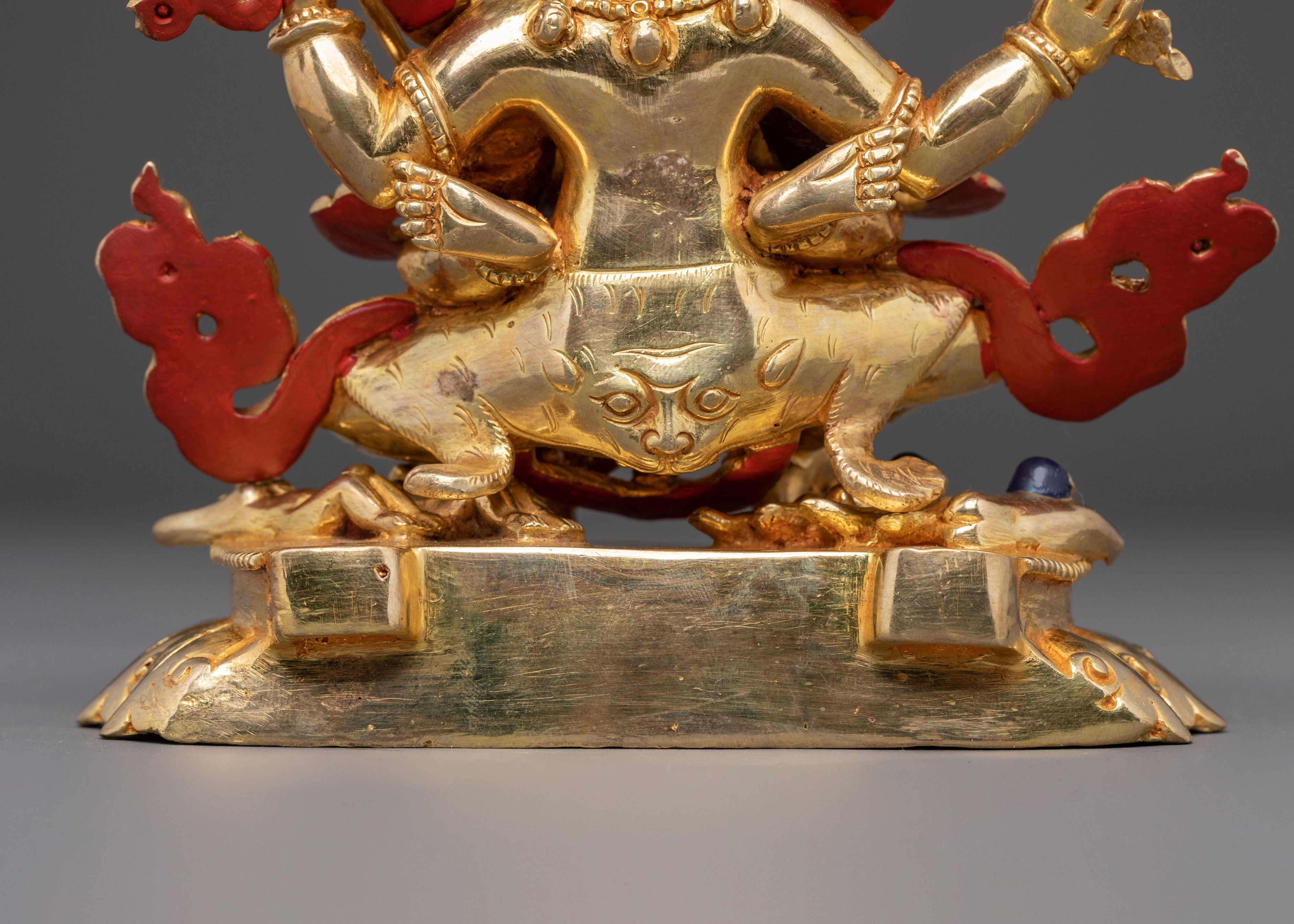 Statue of Seated Four Armed Mahakala | 6.7 Inch Himalayan Art