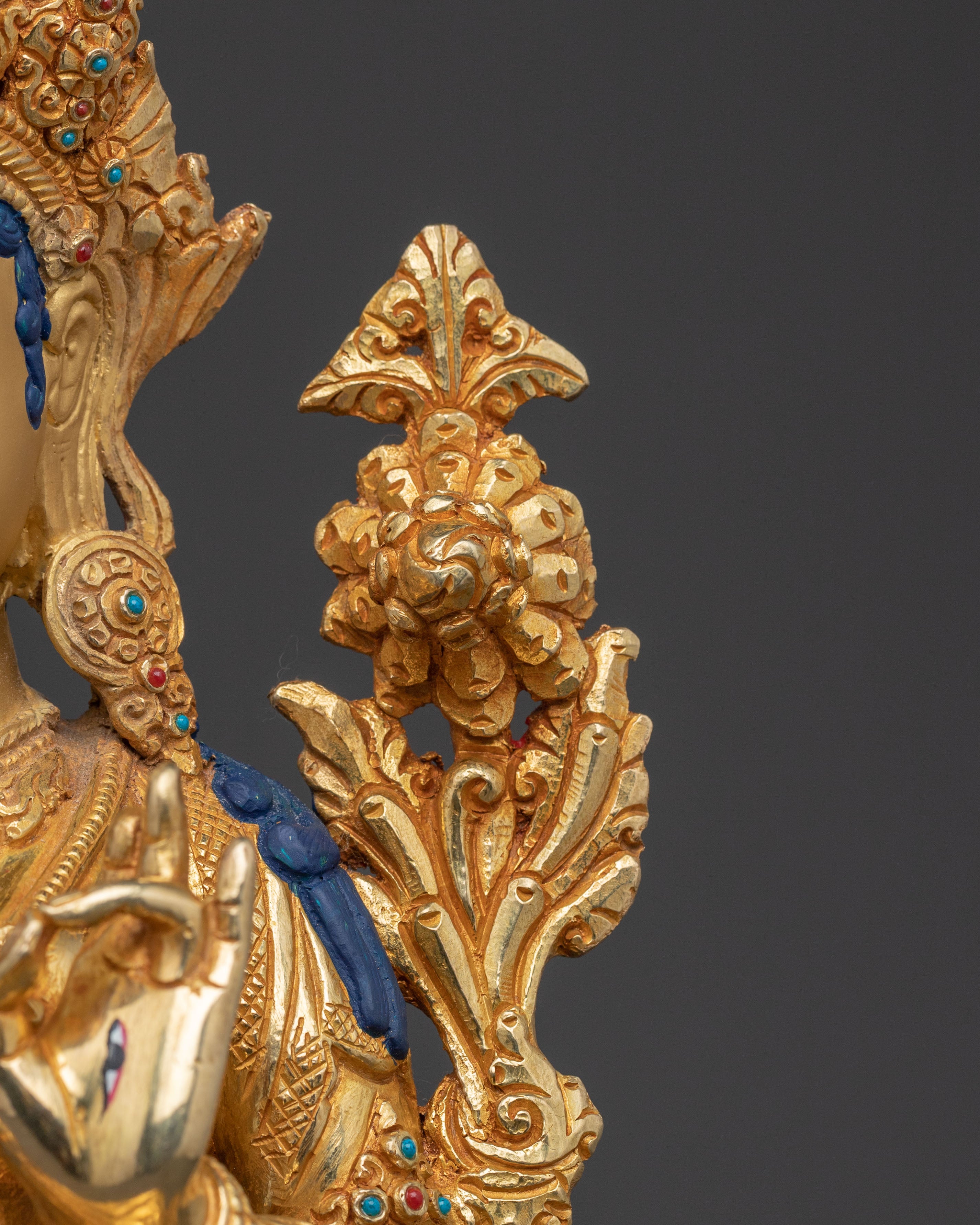 Sacred 24k Gold Gilded Copper White Tara Statue