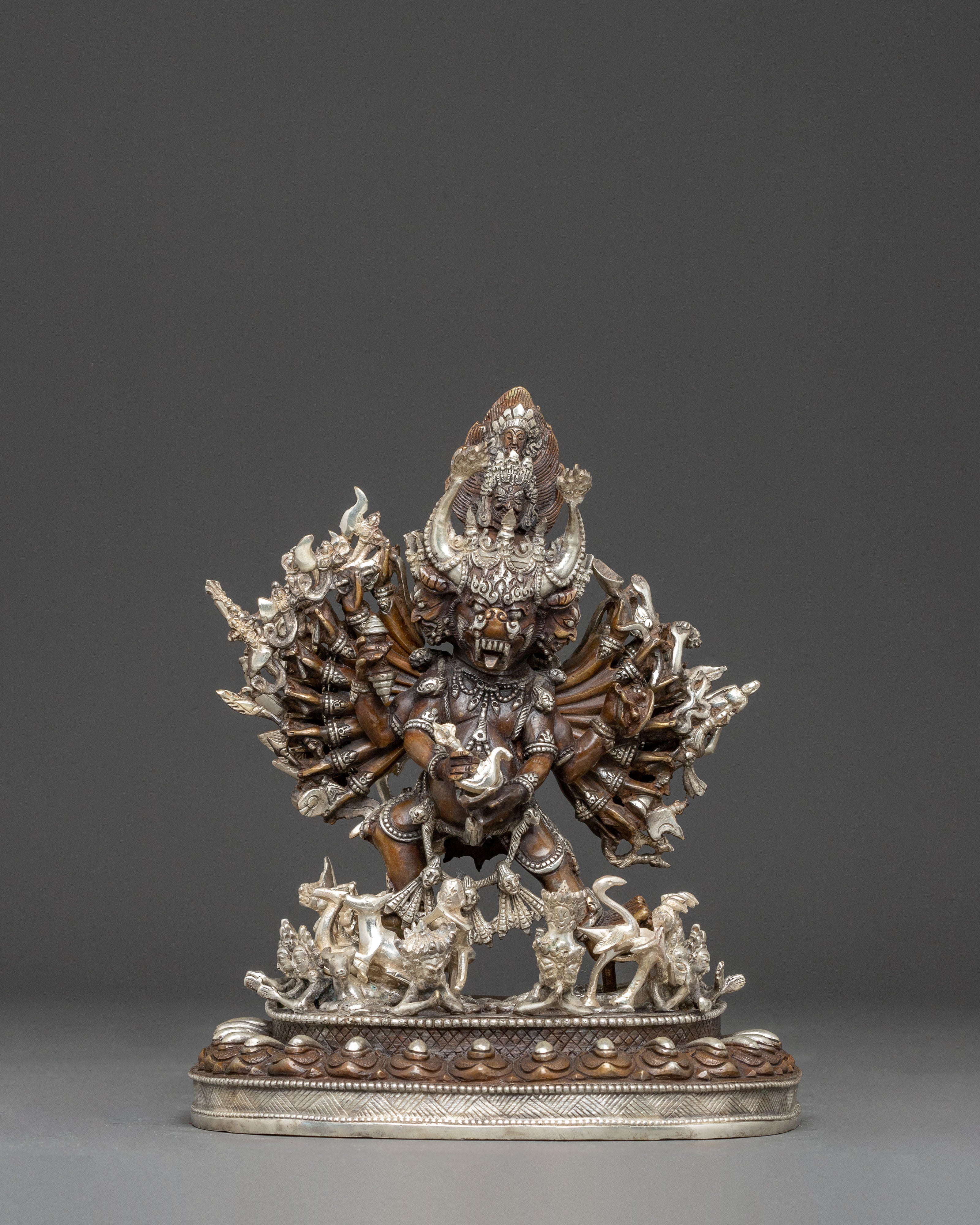 Handmade Yamantaka Golden Statue | Tibetan Buddhist Deity of Wisdom