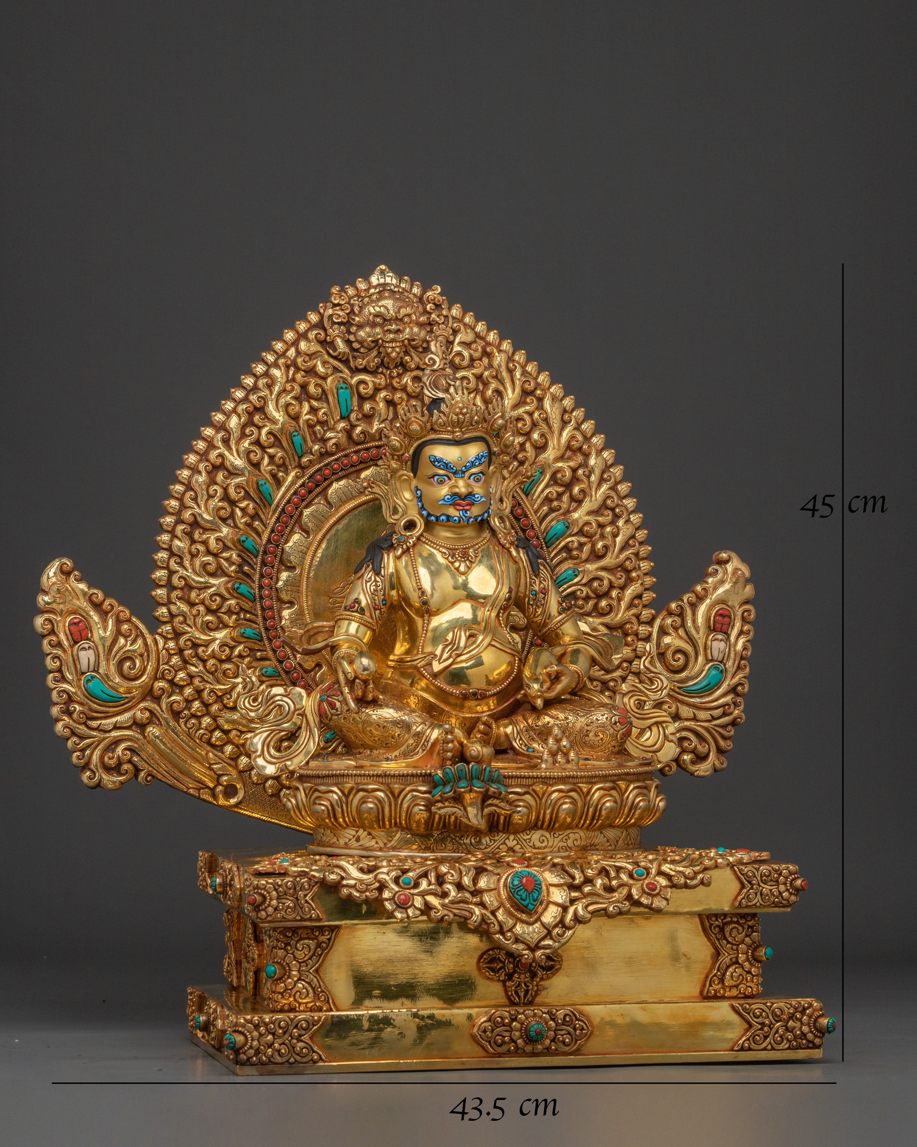 Dzambhala Statue on Throne | Sacred Tibetan Figurine