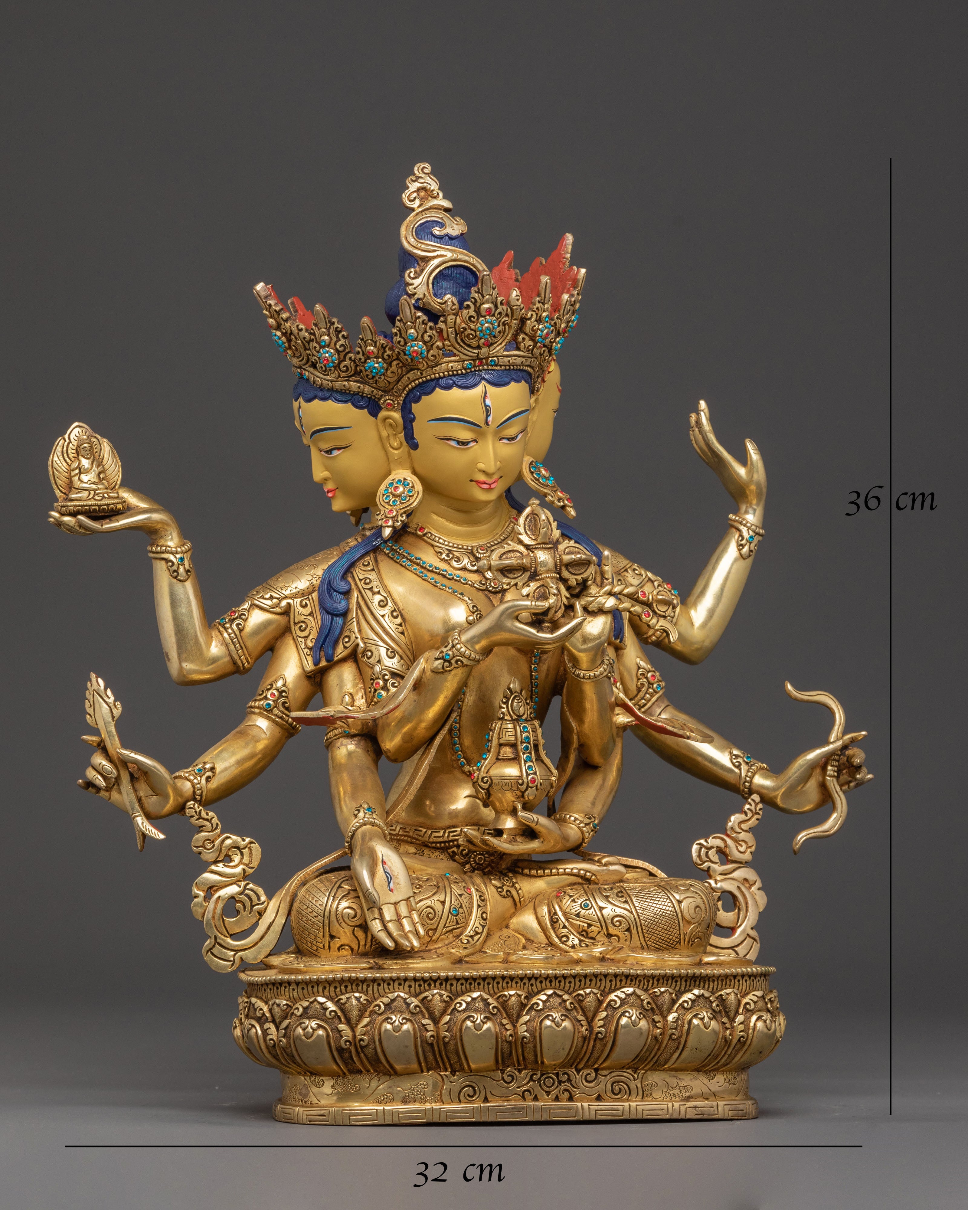 Tibetan Buddhism Deity Namgyalma Statue: Hand-Gilded Copper Masterpiece