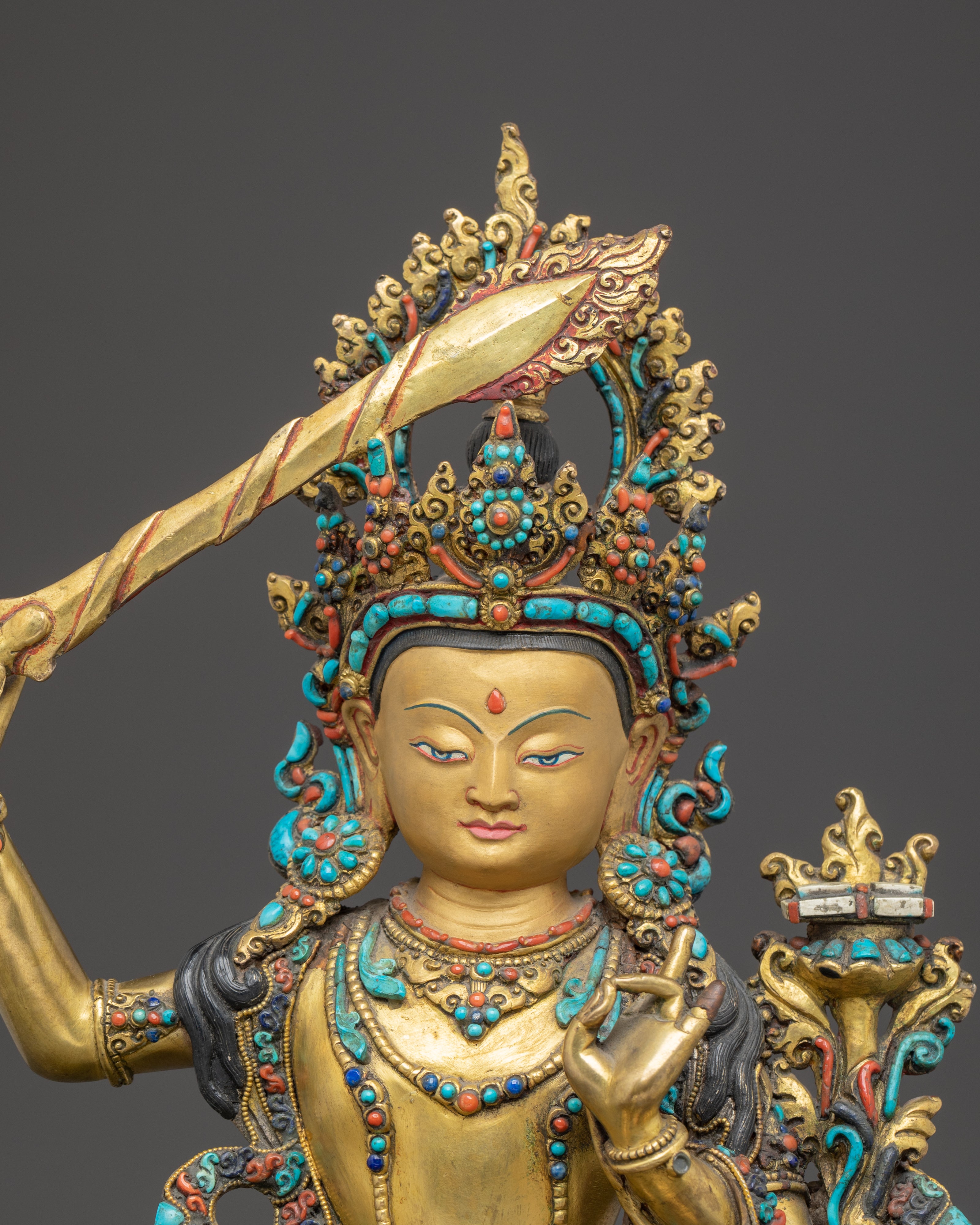 Manjushri, Guardian of Knowledge Handcrafted Statue | Dharma Protector