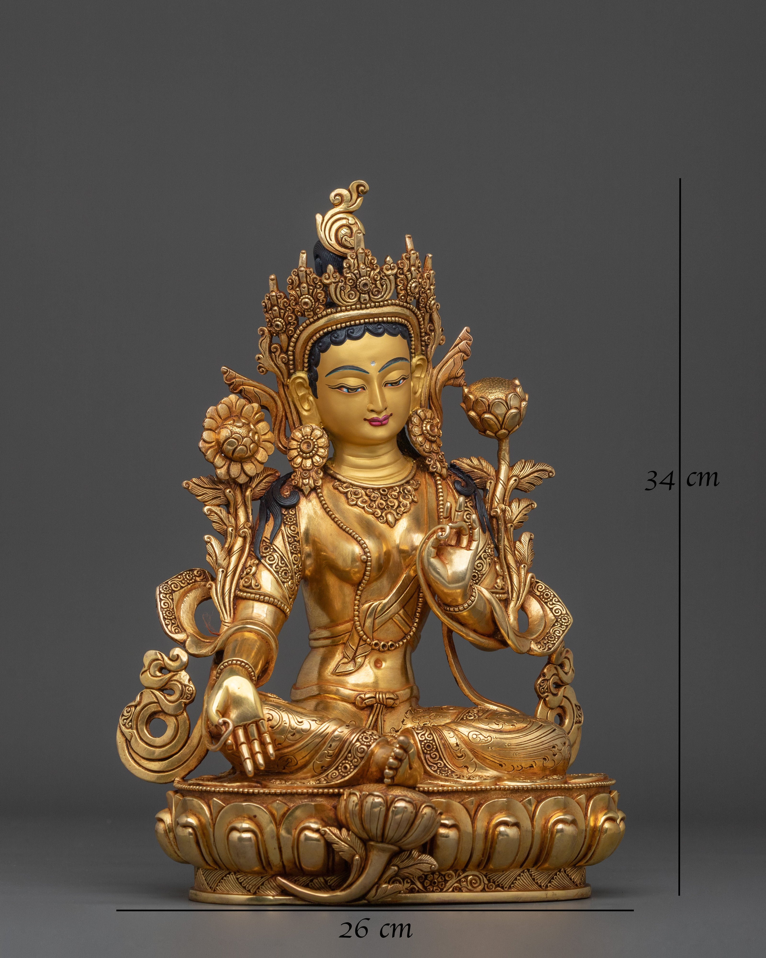 Serene Green Tara Statue | Tibetan Buddhist Goddess