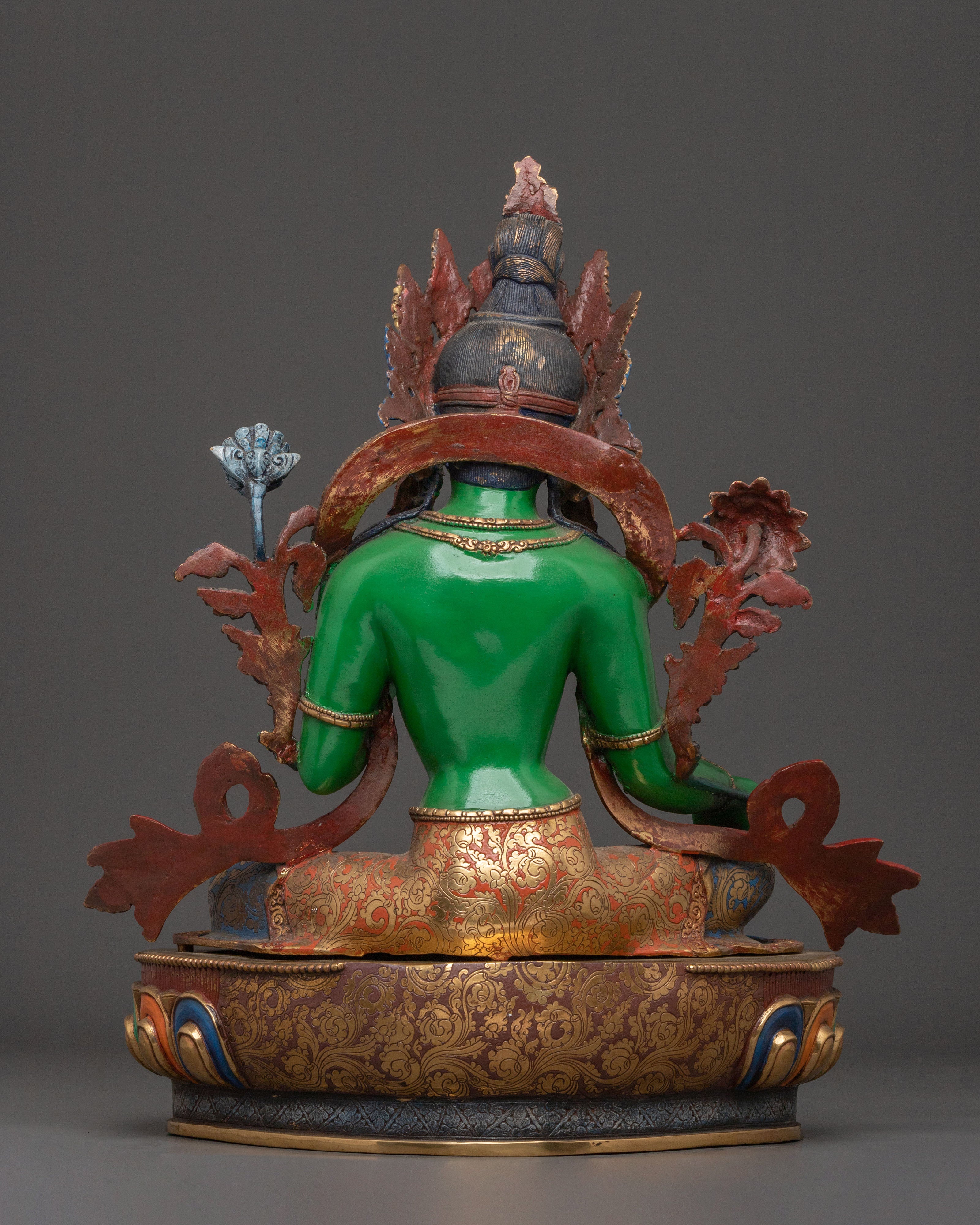 A Serene Peaceful Guardian Green Tara Statue