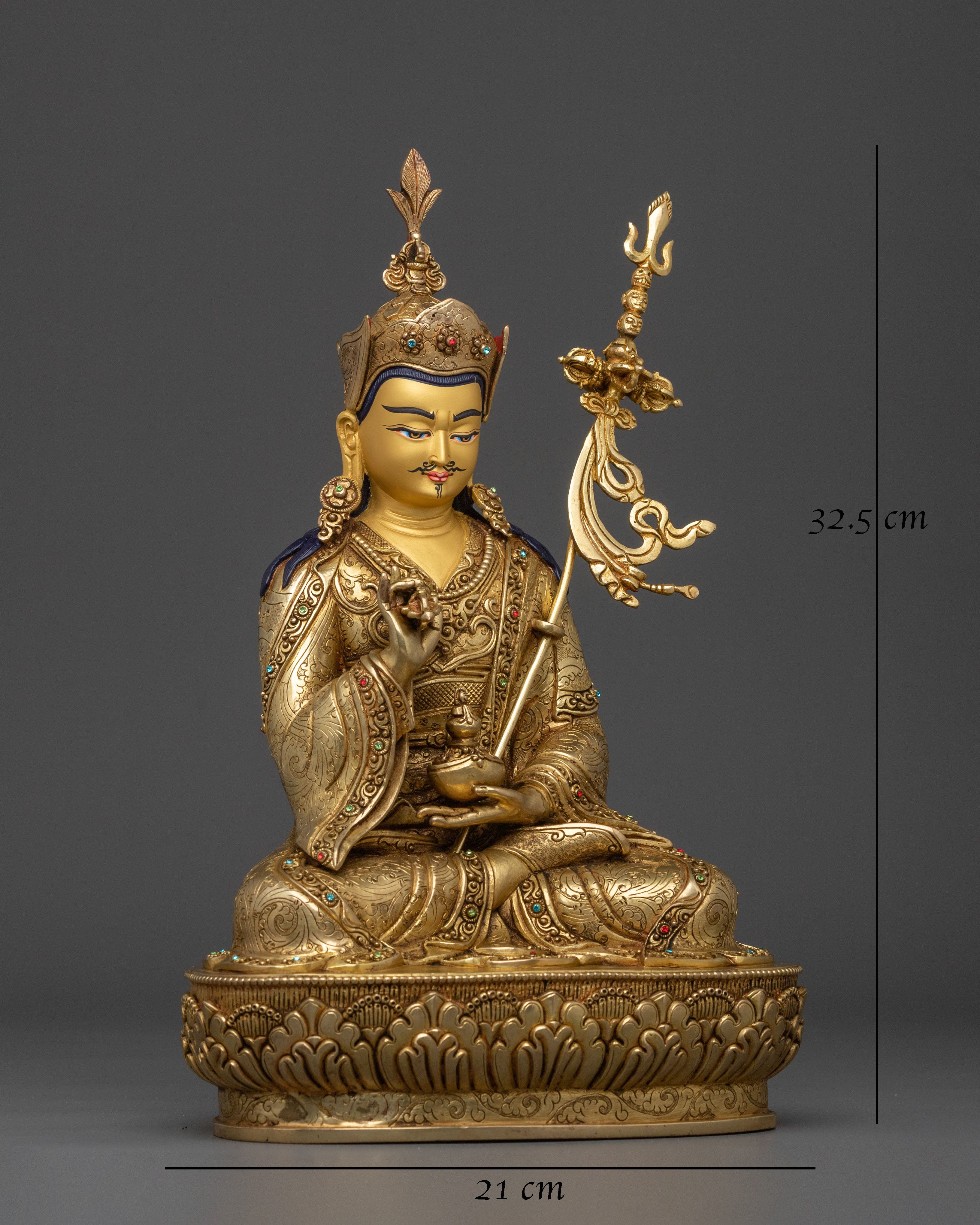 Guru Tsokye Dorje Sacred Sculpture | 24K Gold Gilded Vajrayana Statue