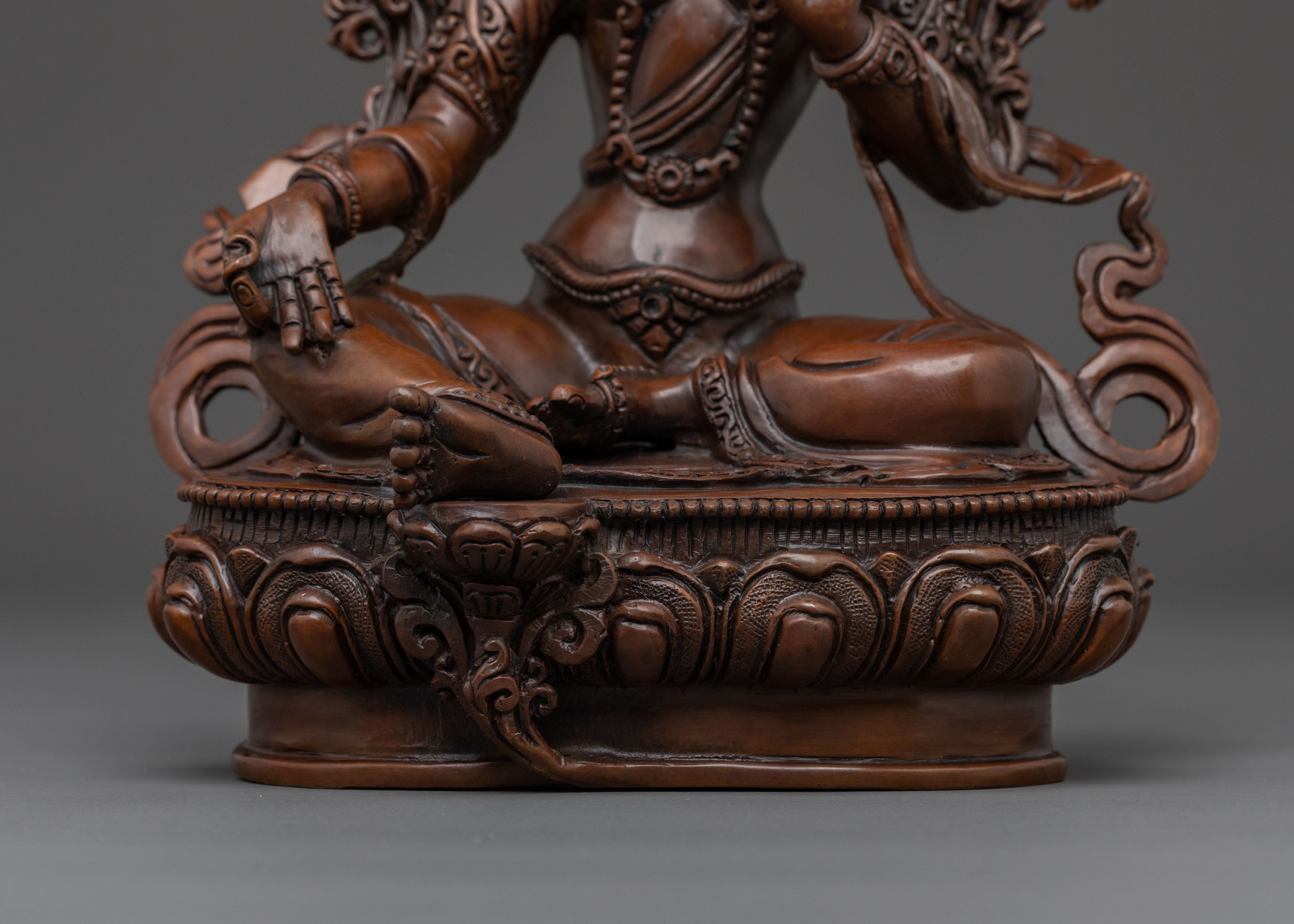 Green Tara Statue: Oxidized Copper Swift Liberation