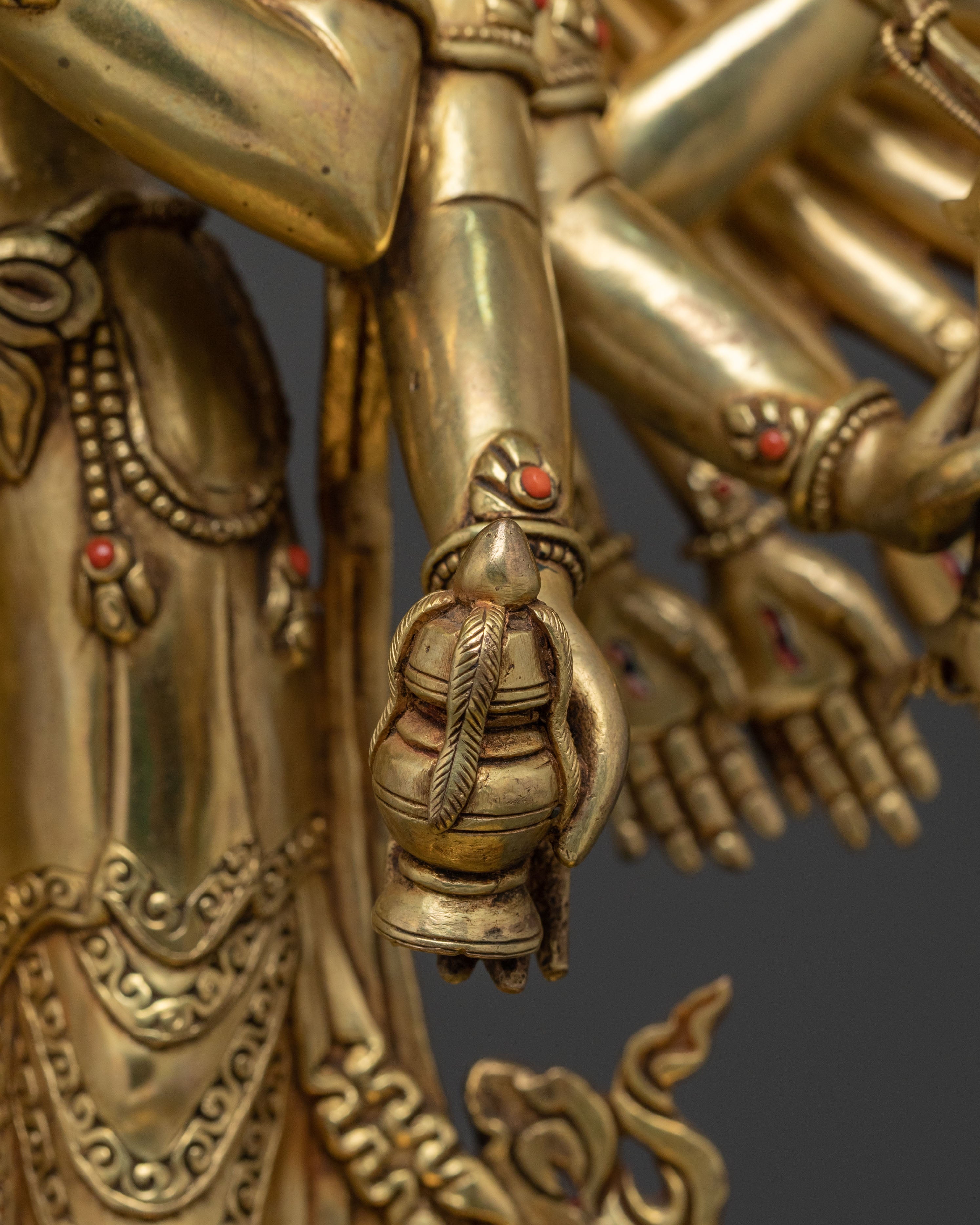 Majestic 1000 Armed Chenrezig Statue in 24K Gold Gilded Copper