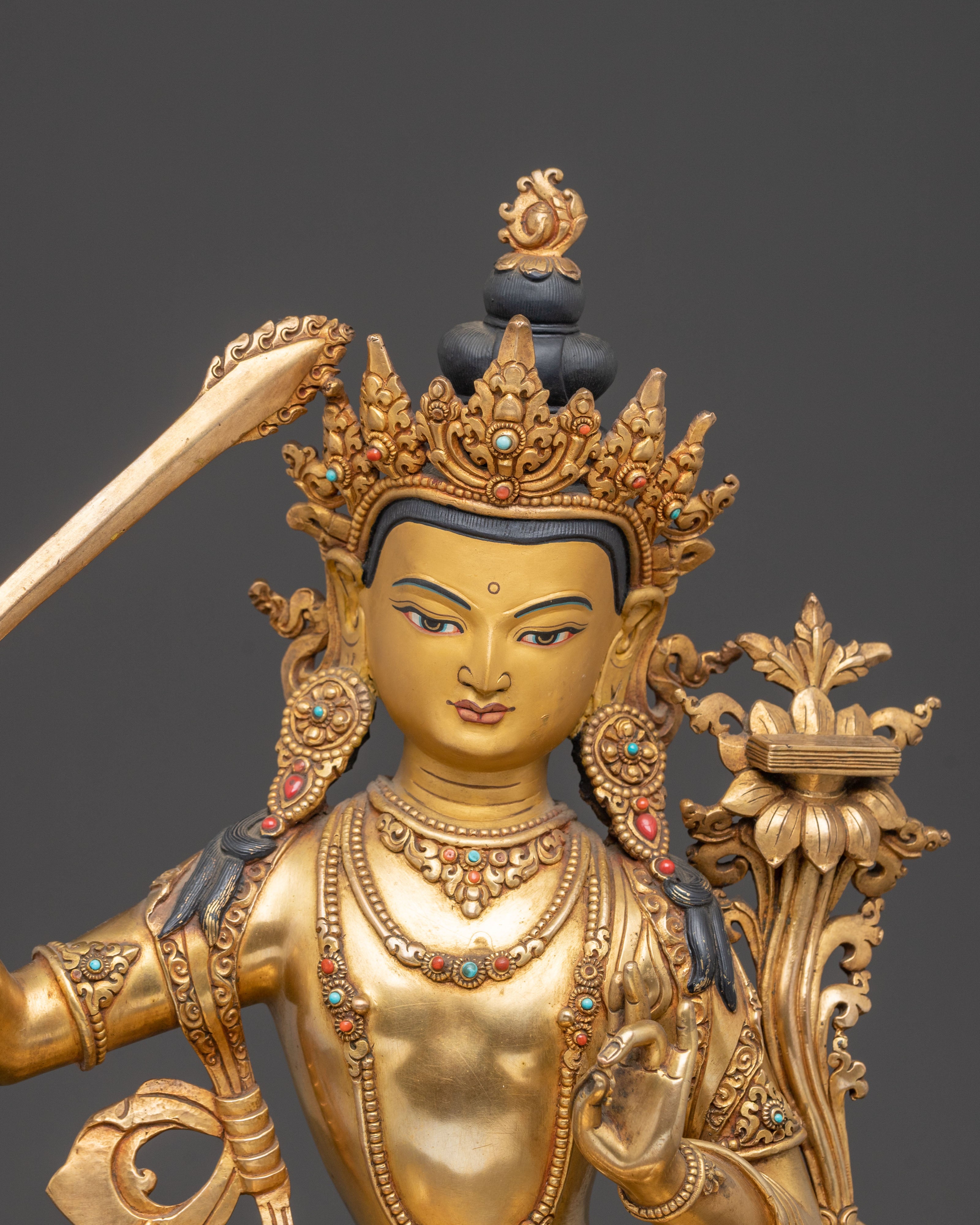 Handmade Manjushri Statue of Power and Wisdom | Spiritual Altar Decor