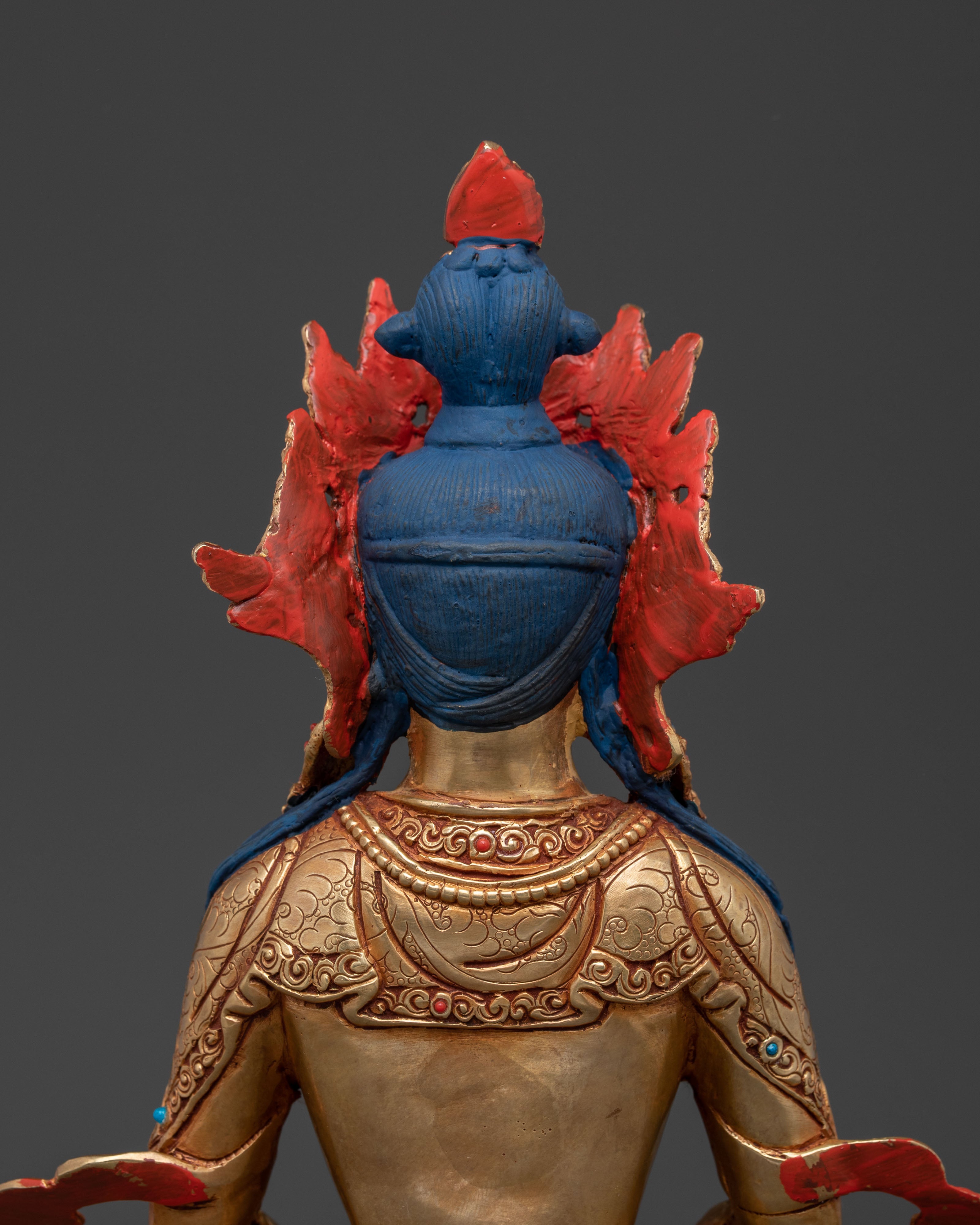 Amitayus Golden Statue: Holding Long Life Vase