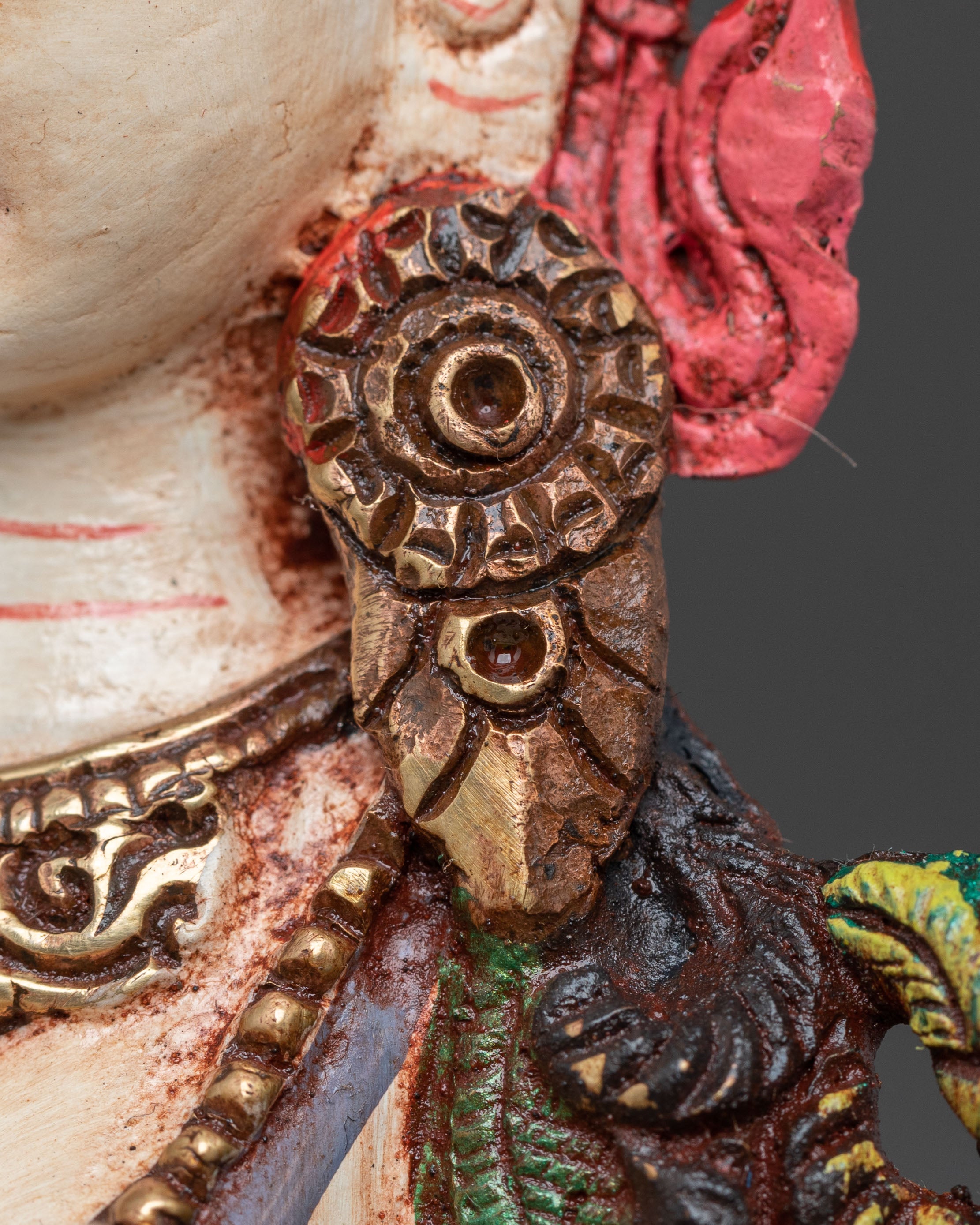 White Tara Sacred Sculpture: Seven-Eyed Goddess