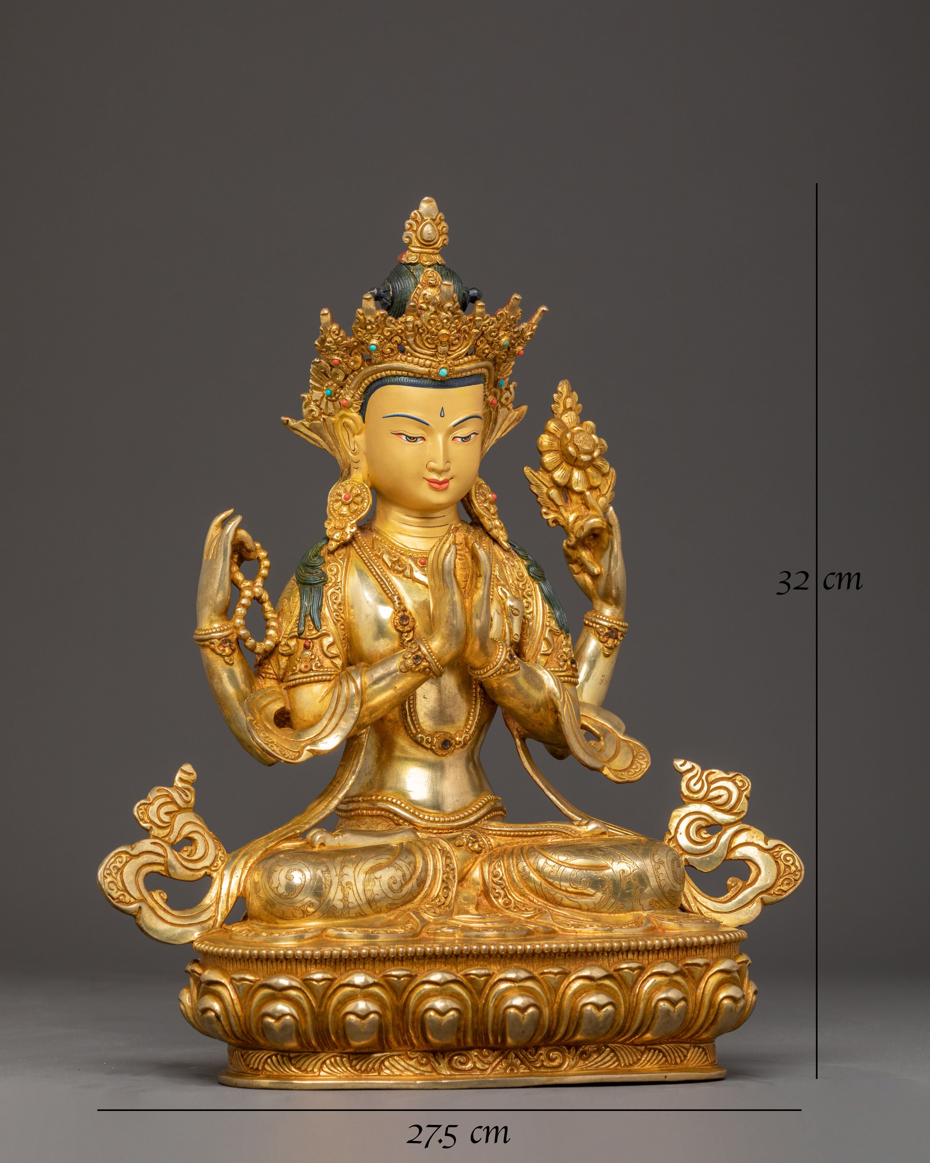 Radiant Chenrezig Handcrafted Statue | Bodhisattva Avalokiteshvara