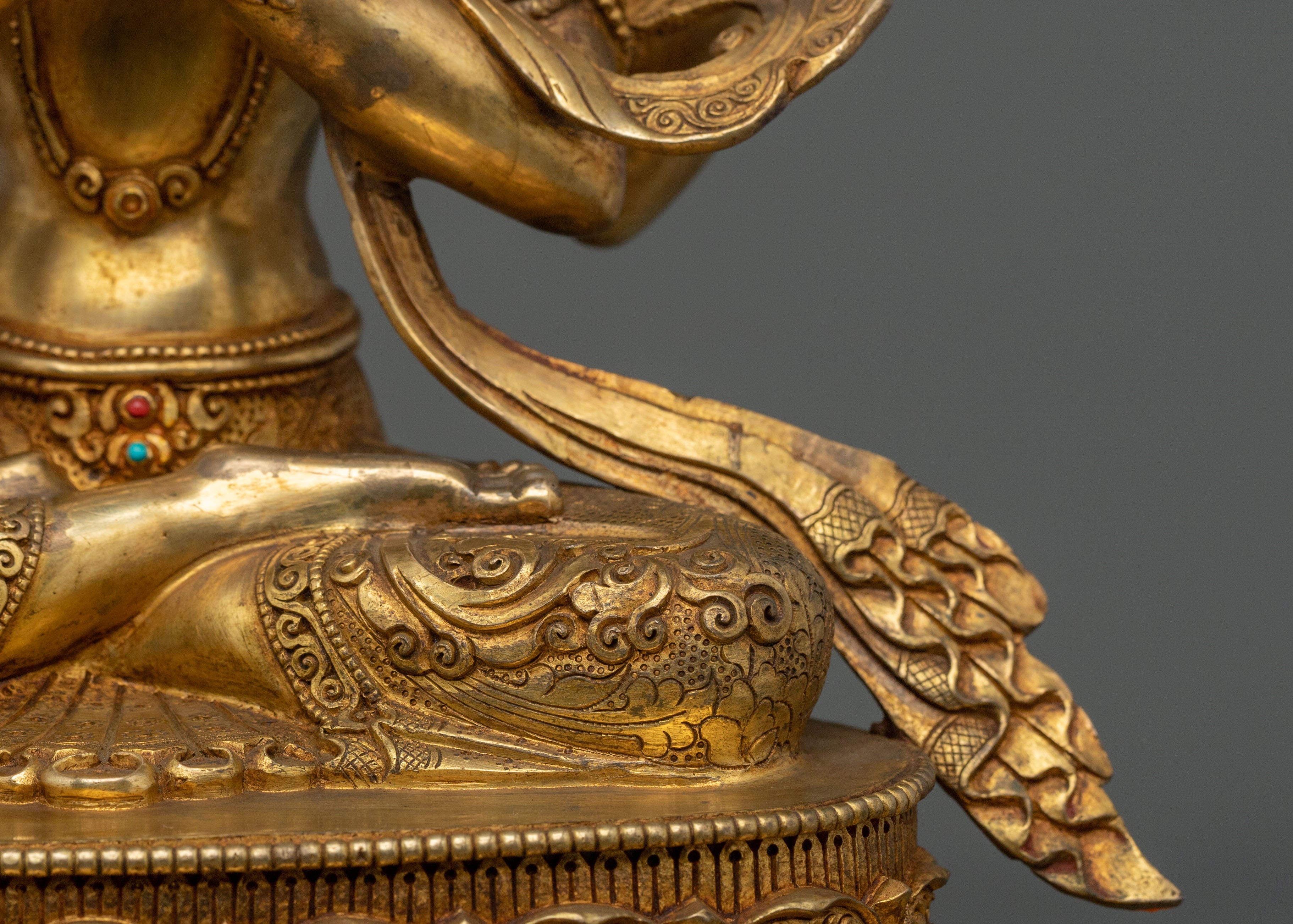 Chenrezig Fire Gold Gilded Statue | Buddhist Figurine
