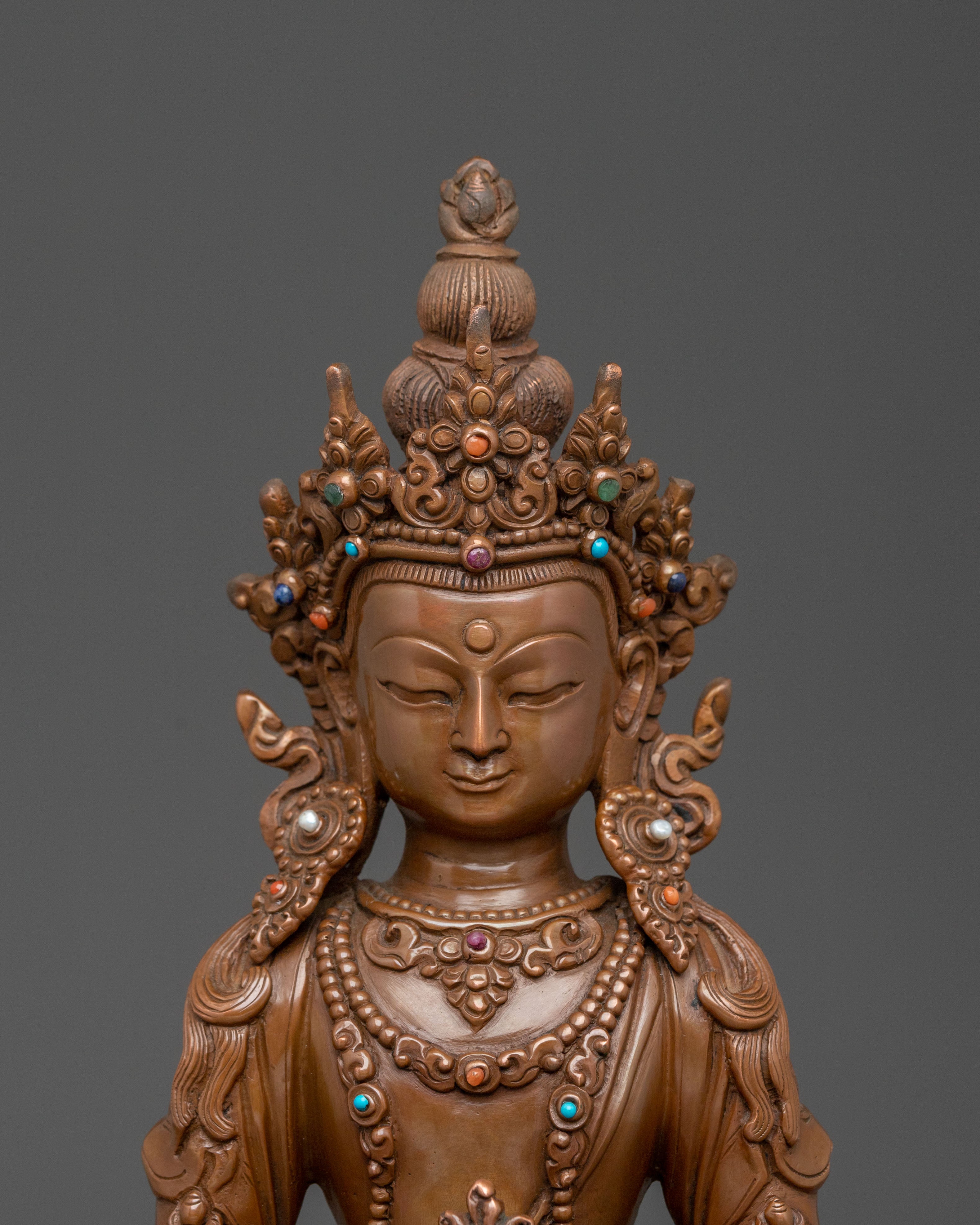 Amitayus Statue | Handcrafted Oxidized Copper Figurine