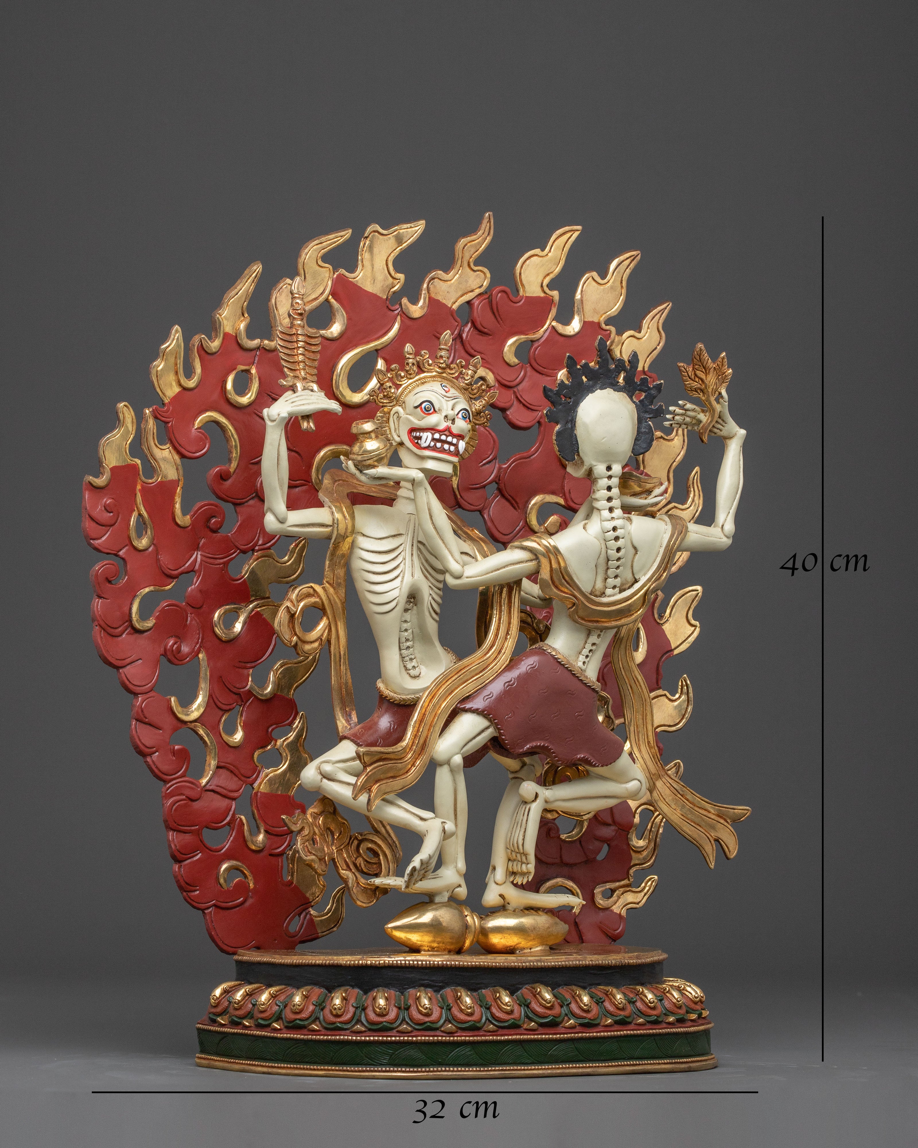 Copper Chitipati Statue - Hand-Gilded Masterpiece