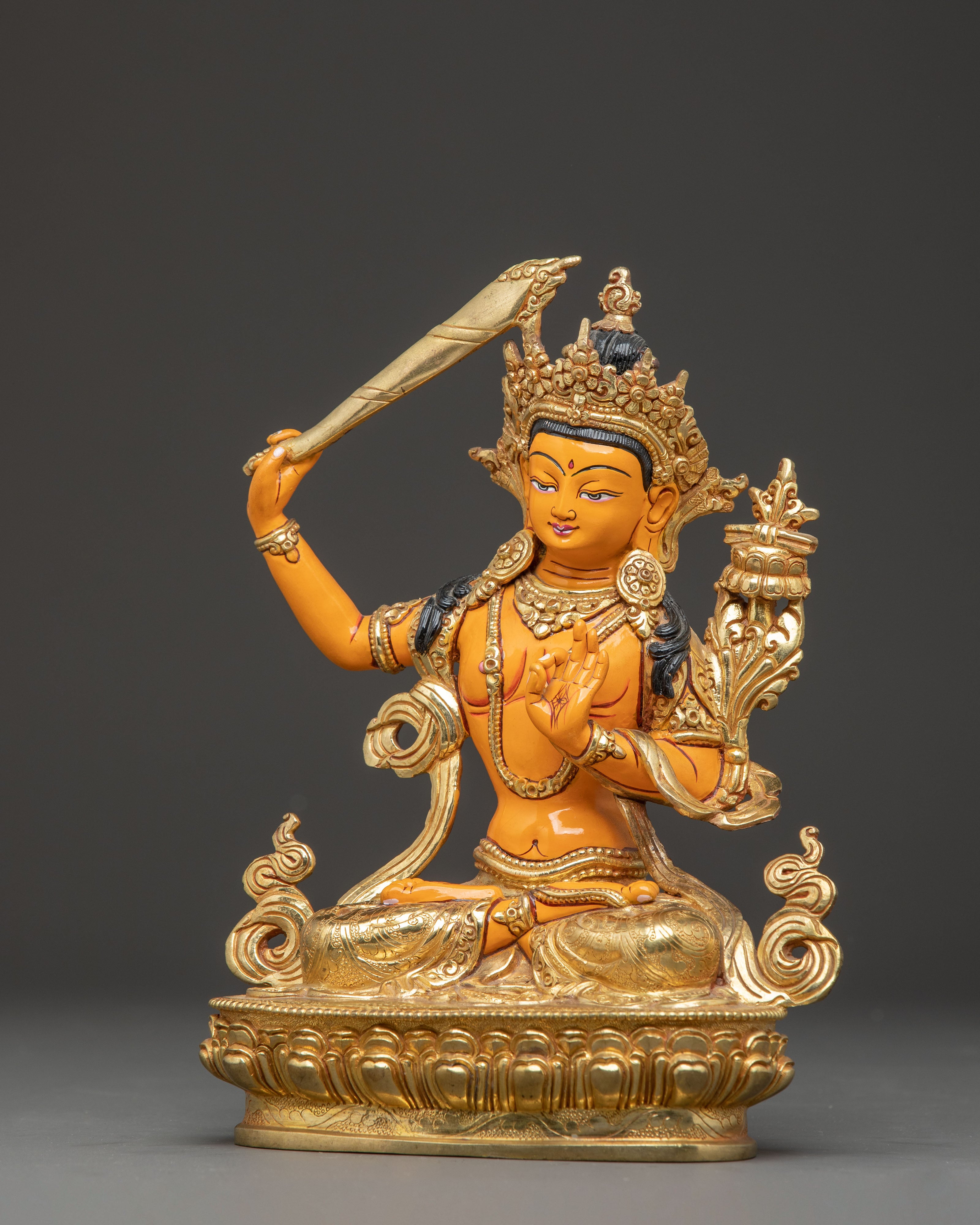 Himalayan Handcrafted Manjushri Statue | Tibetan Buddhist Art