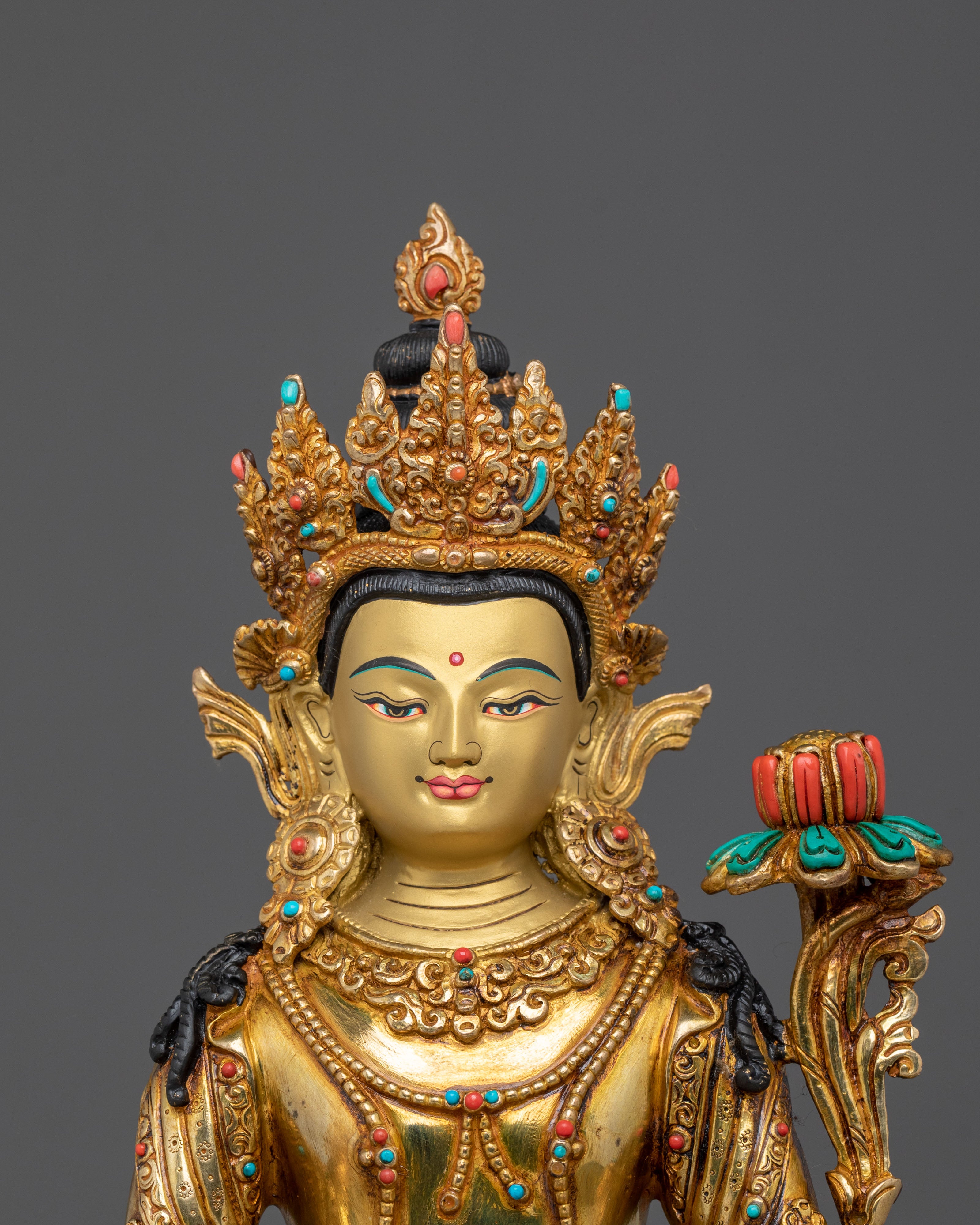 Samantabhadra Sculpture | 24K Gold Gilded Figurine