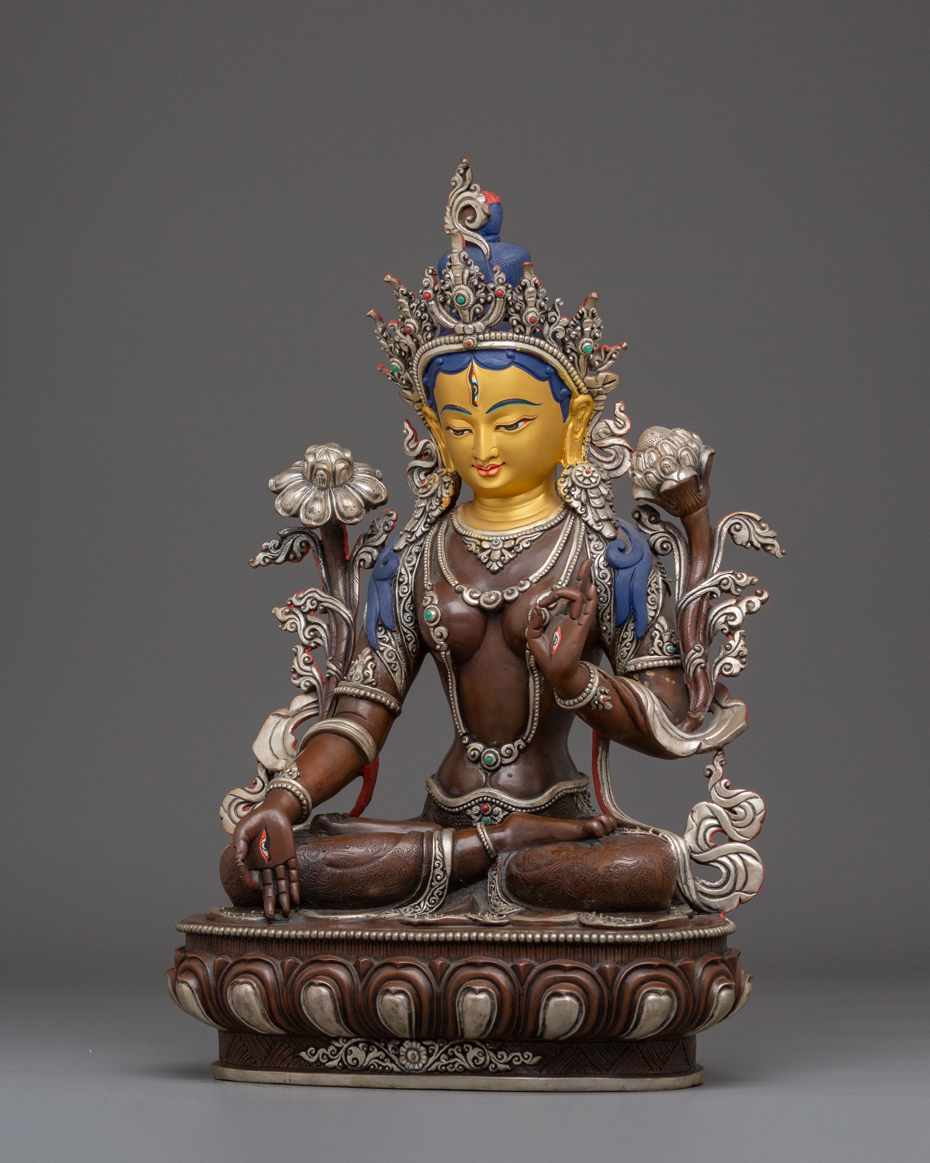 Sacred Goddess White Tara Handmade Statue | Healing and Longevity Deity