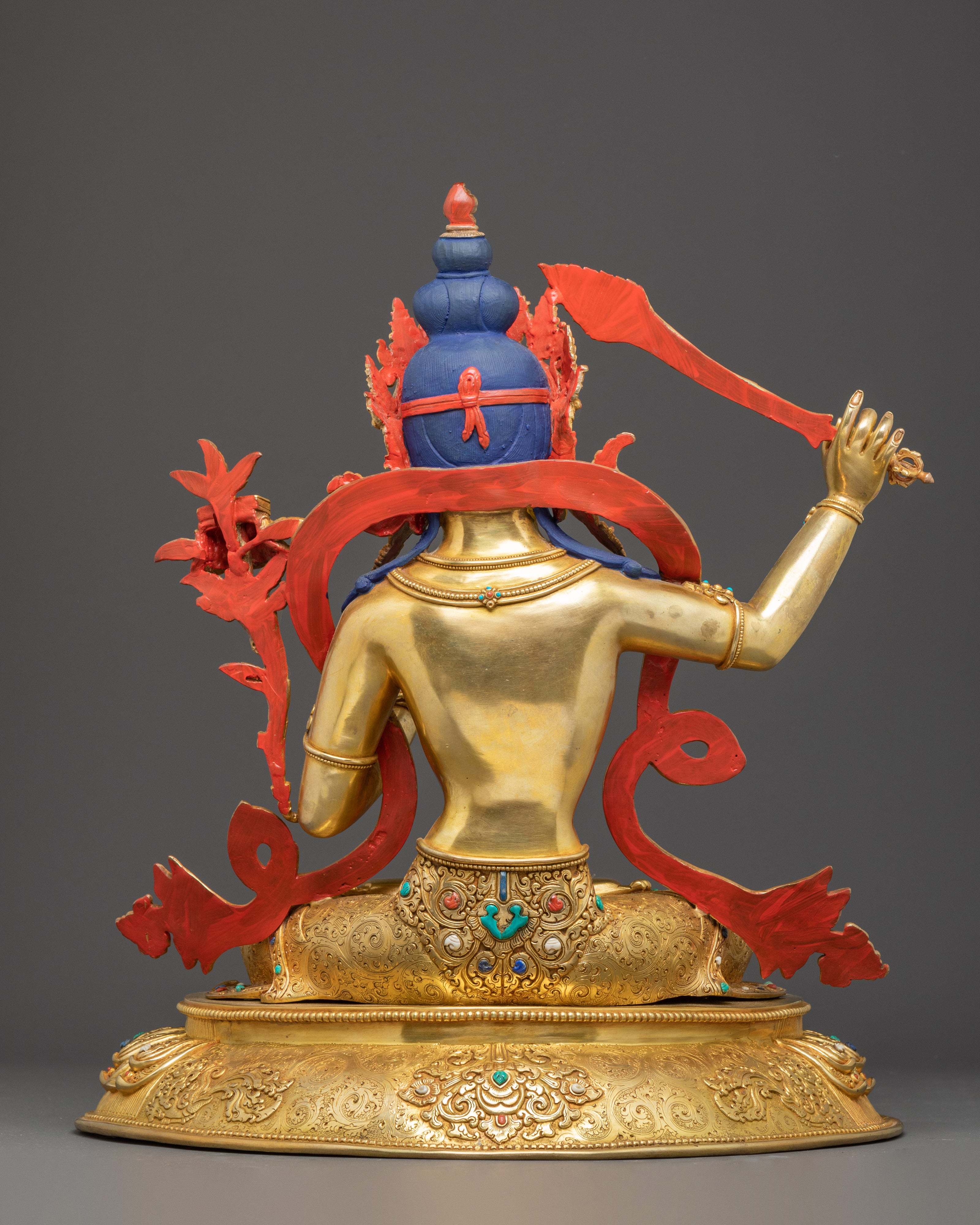 Handcrafted Copper Statue of Bodhisattva Manjushri | Buddhist Spiritual Decor