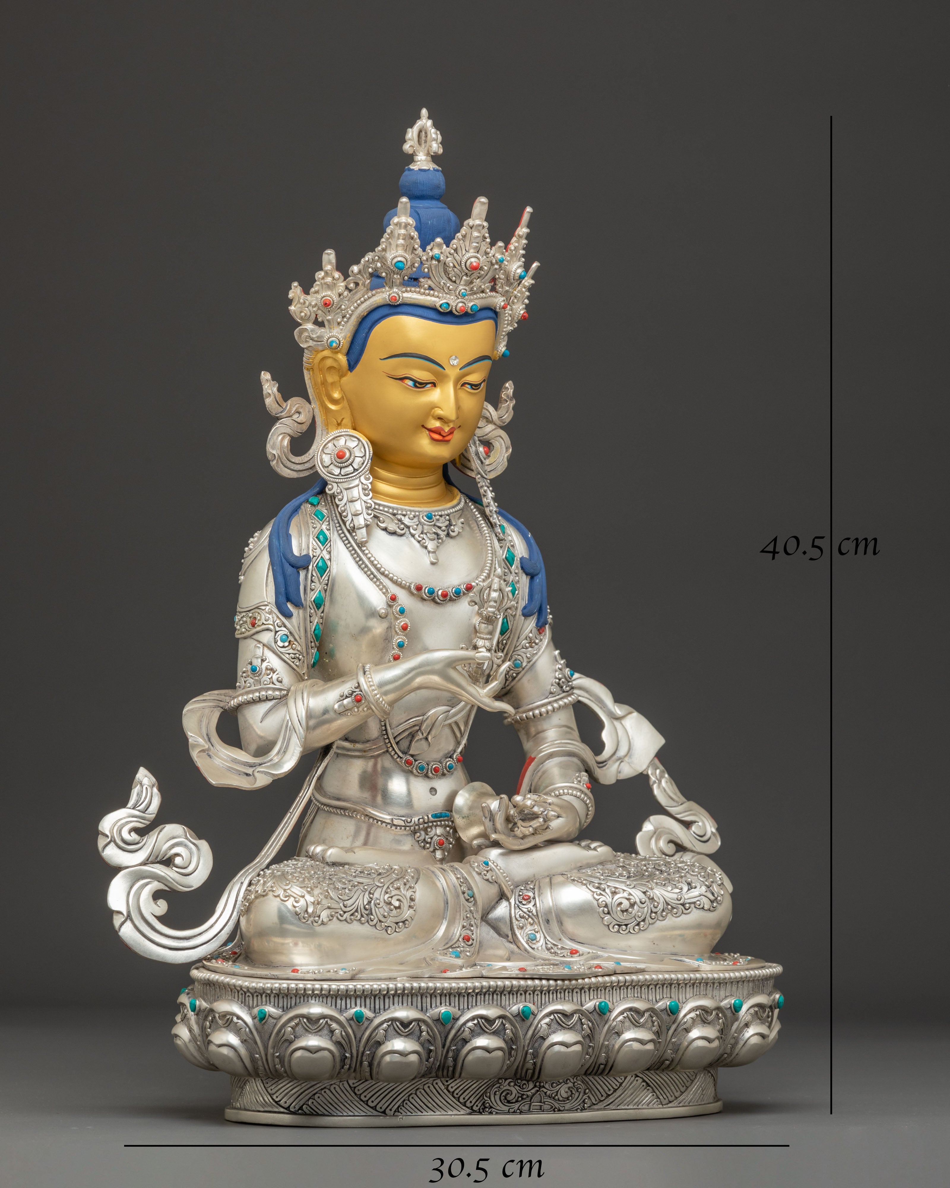 Silver Vajrasattva Statue: Bodhisattva of Purification