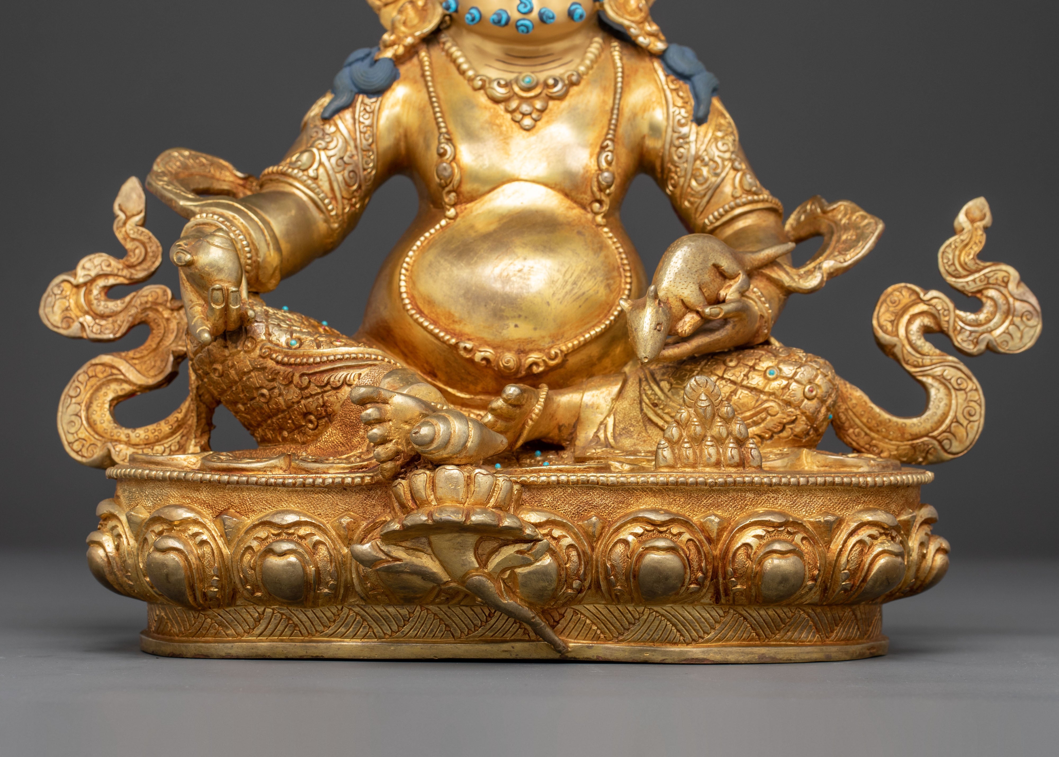 Golden Majestic Wealth Icon Dzambhala Statue | Tibetan Protector Deity
