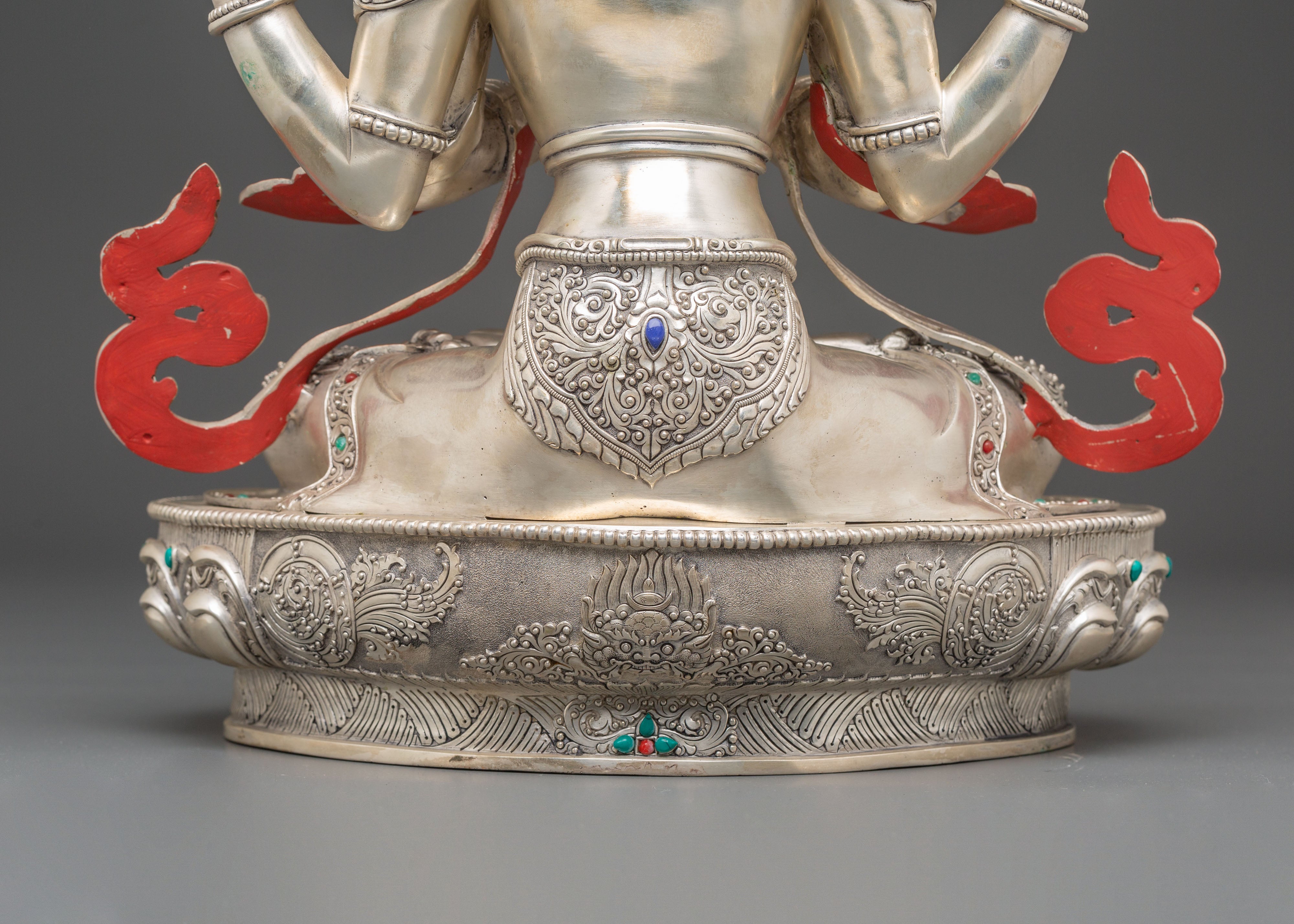 Handmade Silver Chenrezig Statue | Protector of Beings