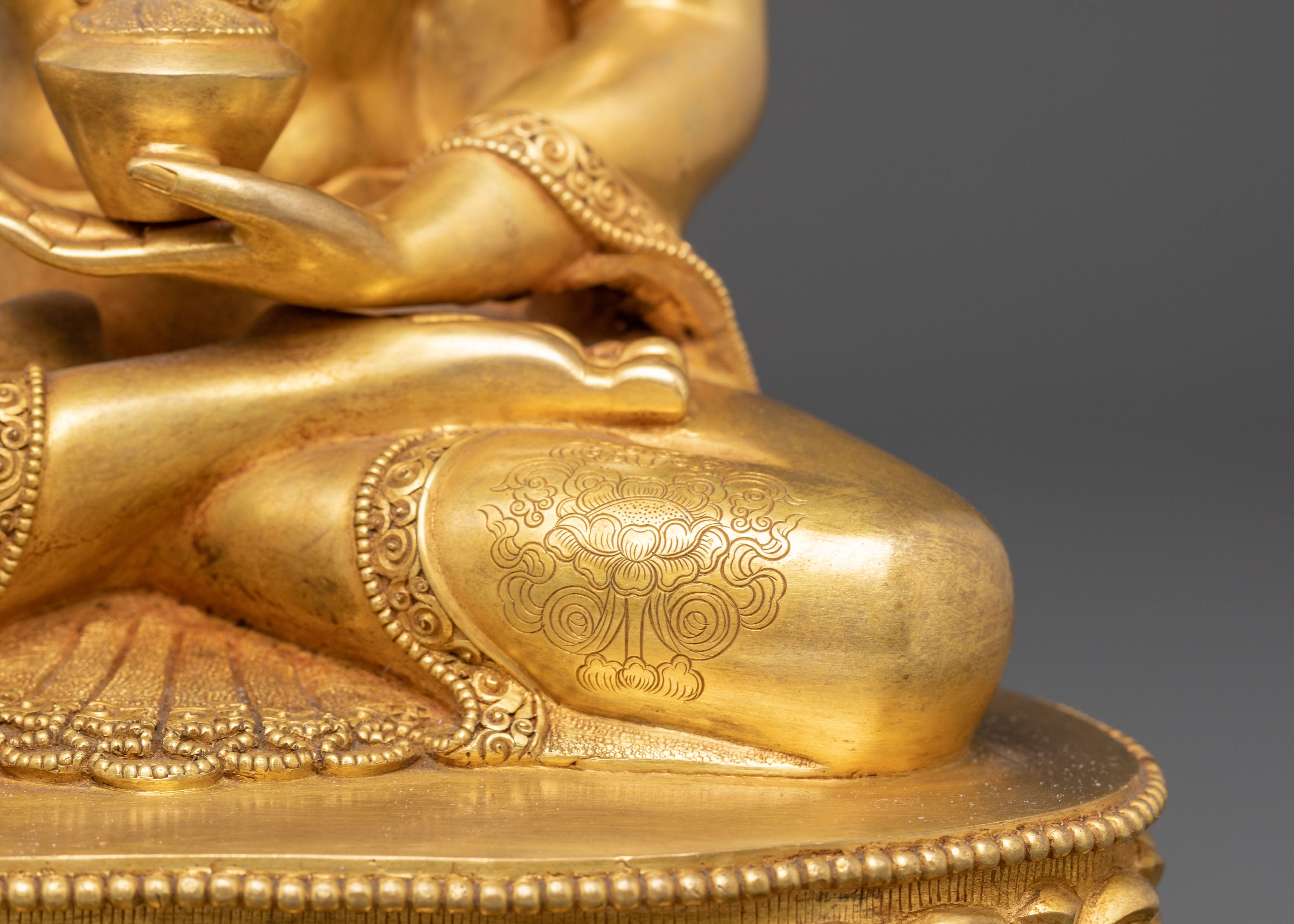 Handmade Serene Healer Medicine Buddha Bhaisajyaguru Art | Tibetan Healing Deity