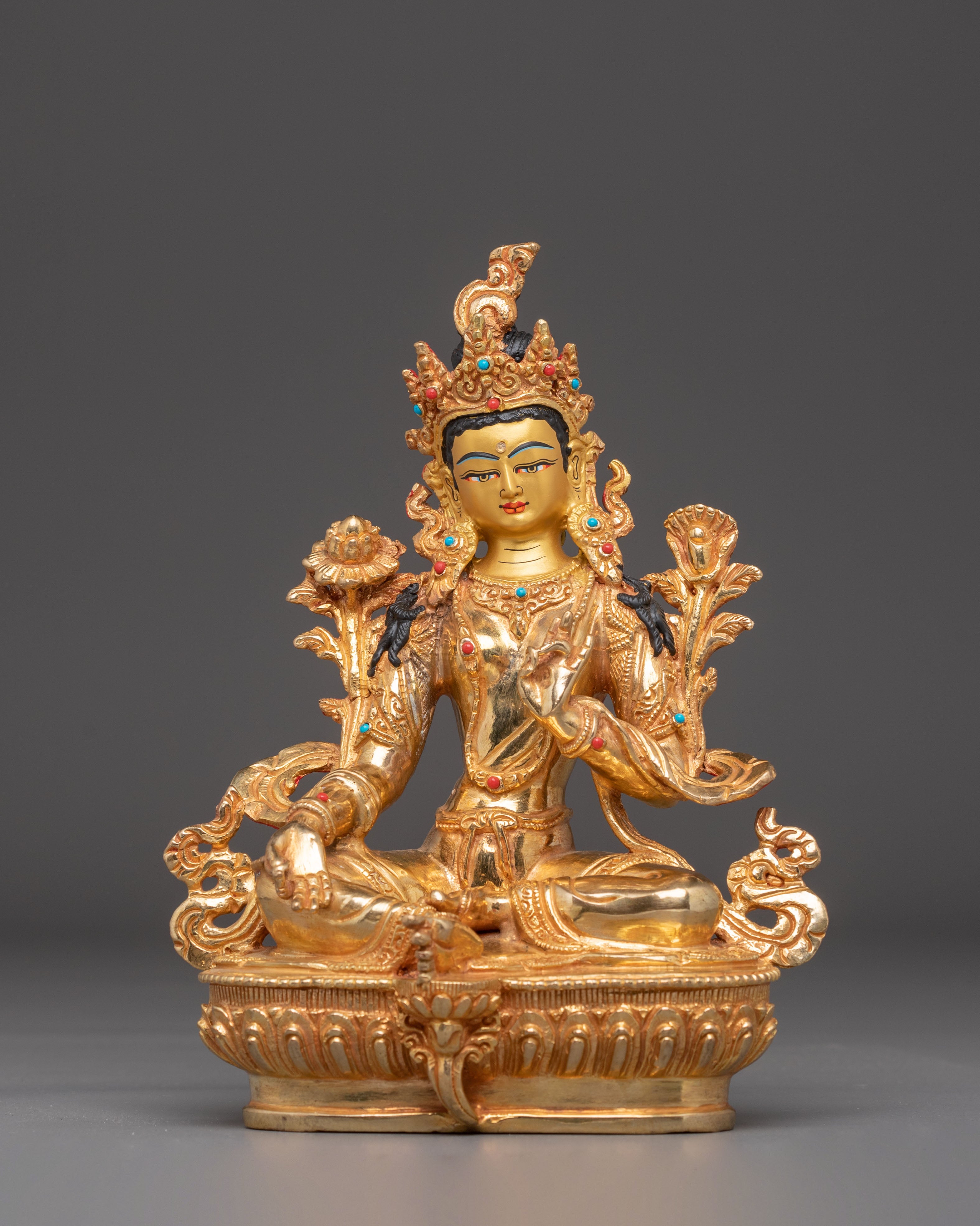 Golden 21 Tara Statues Set | Multiples of Tara for Ritual and Altar