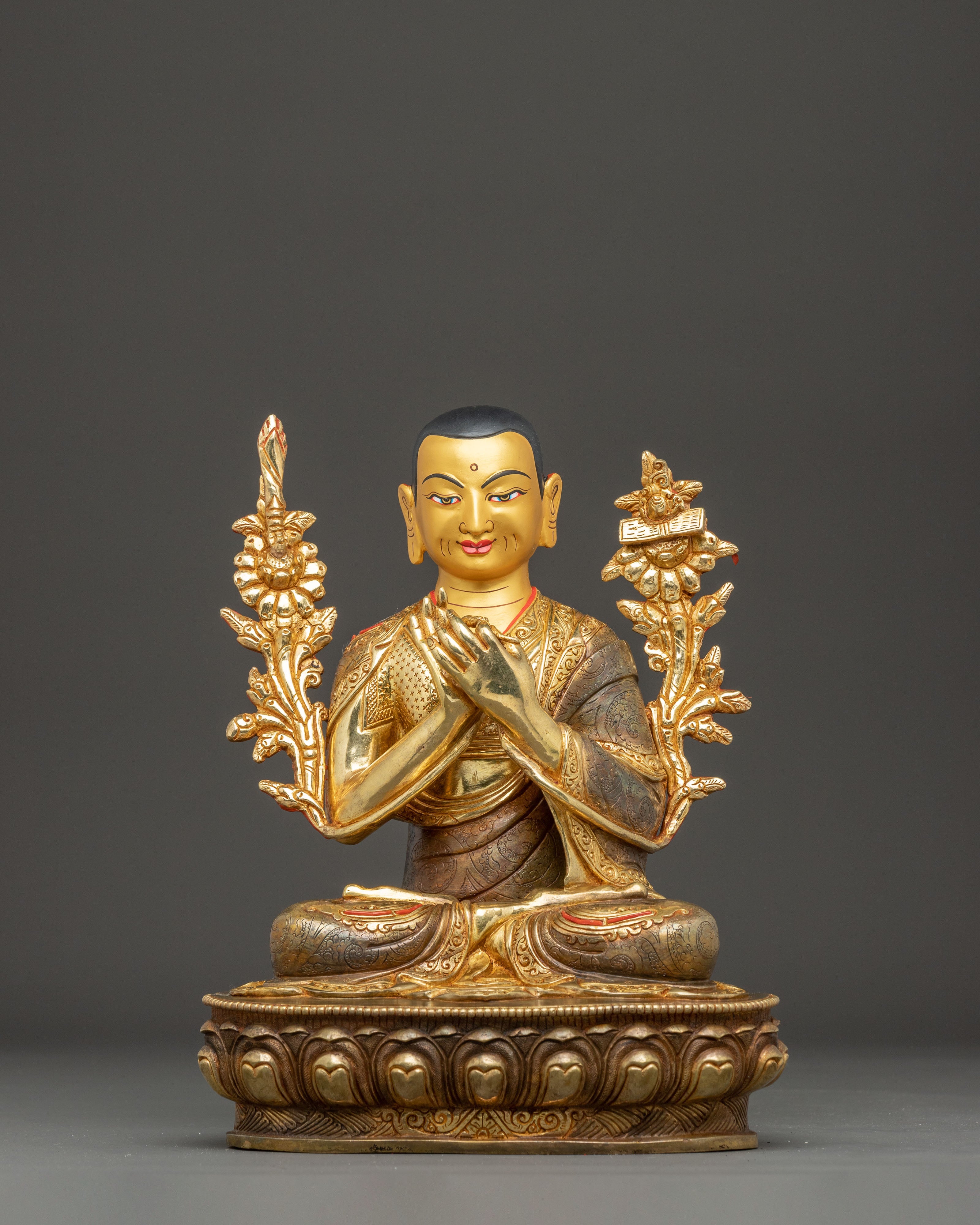Handmade Tsongkhapa Statue Set for Meditation Decor