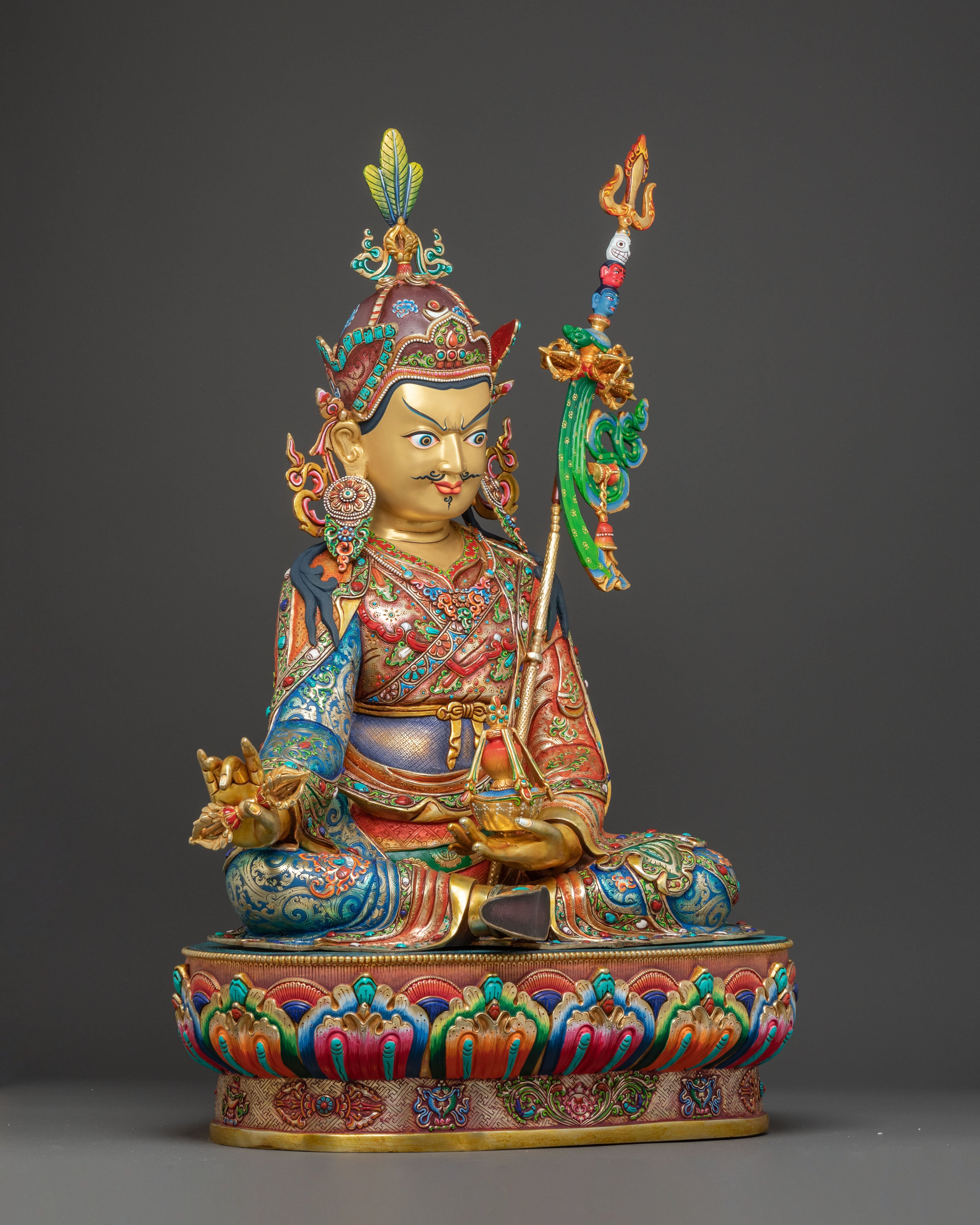 Handmade Padmasambhava Statue With Consorts