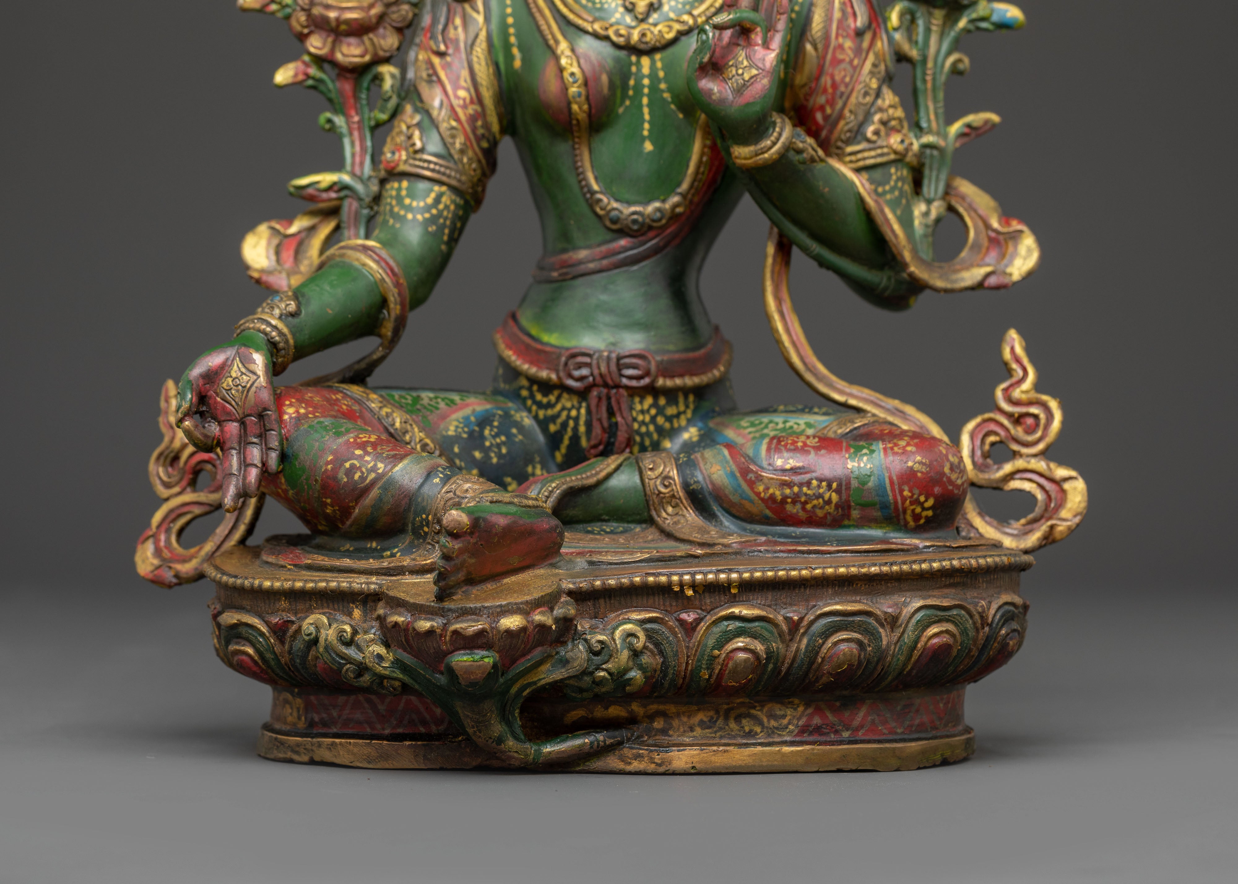 Green Tara Protector Deity Nepali Handcrafted Statue | Meditation Altar Decor