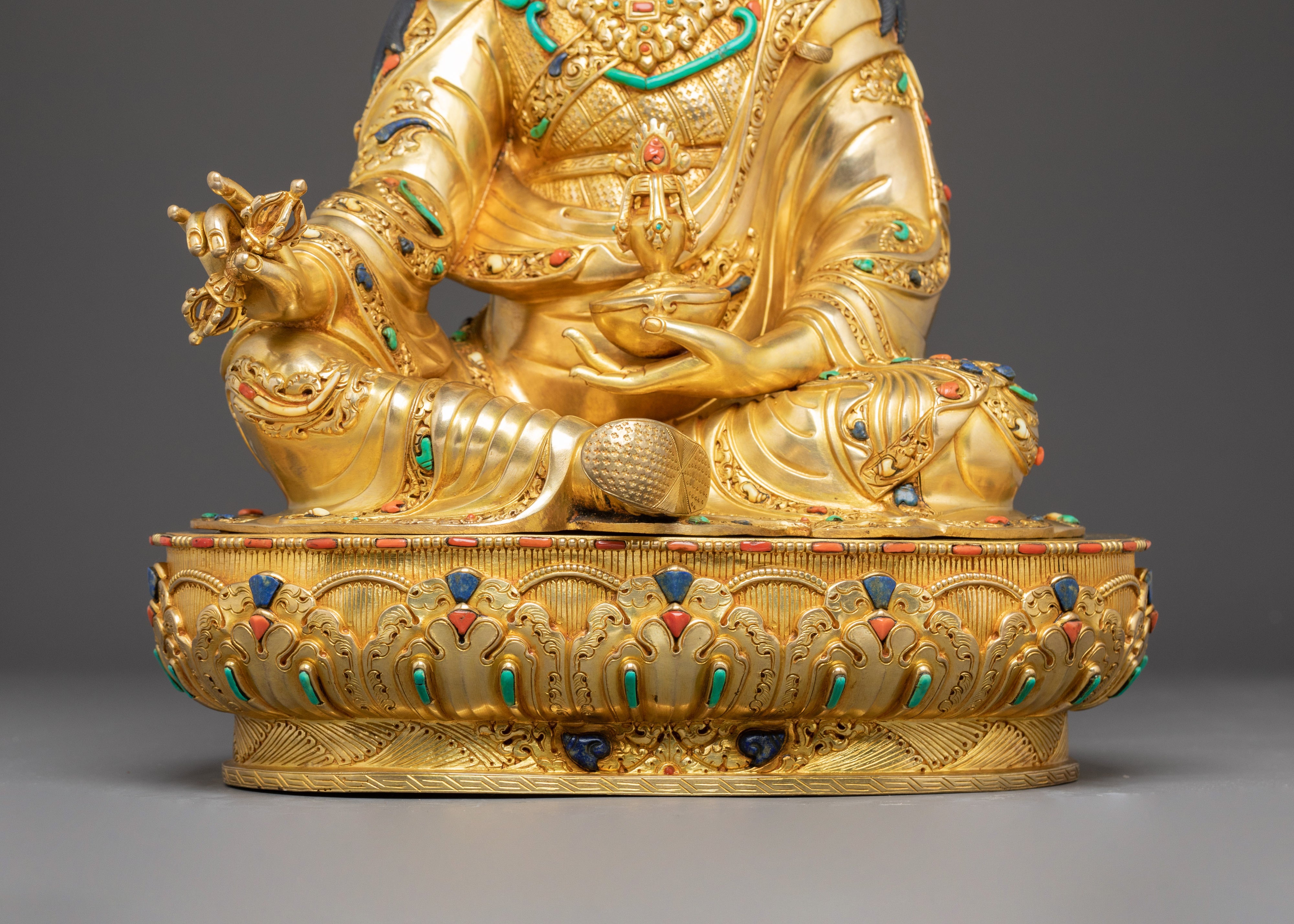 Handmade Golden Statue of Guru Padmasambhava | Tantric Master