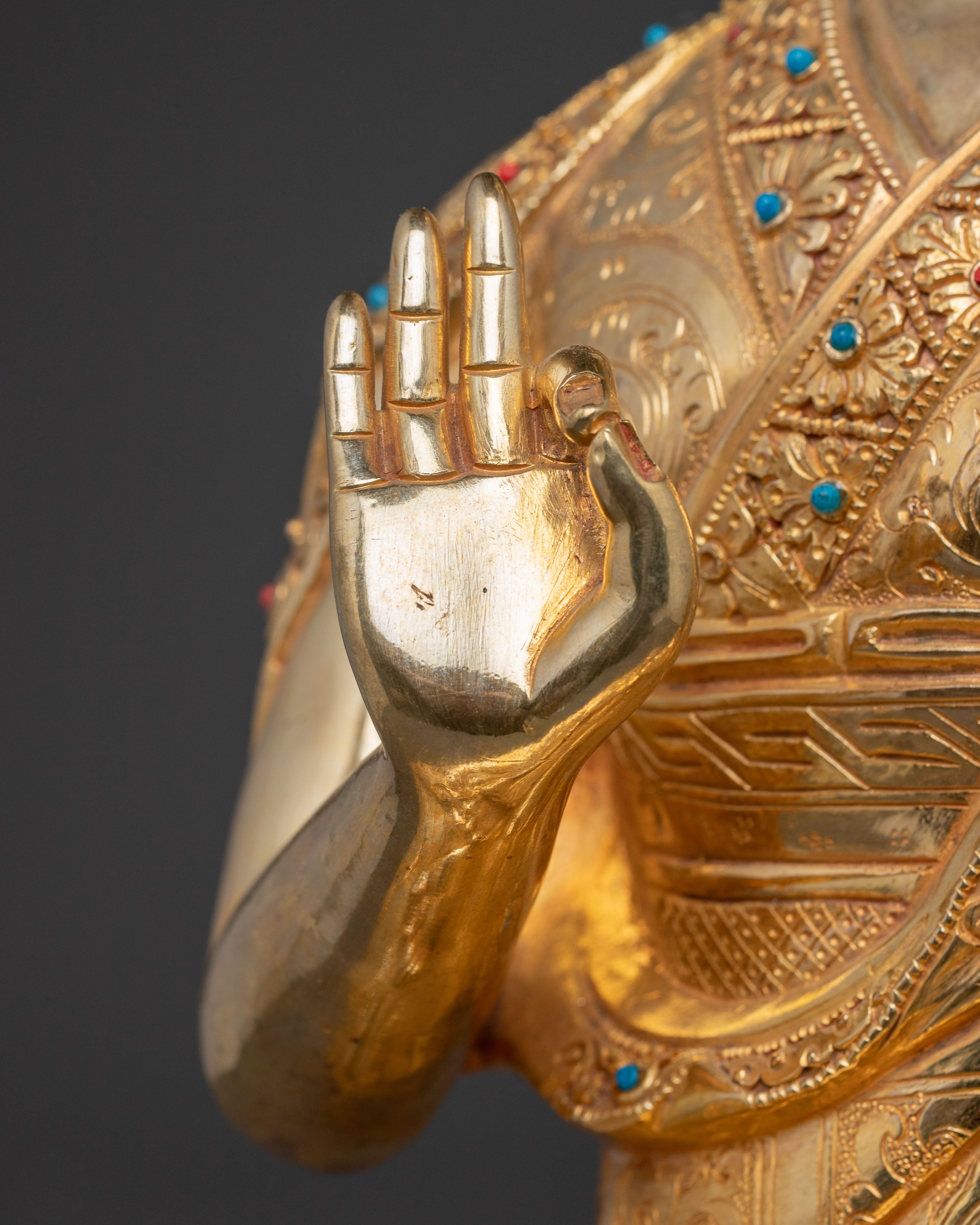 Handmade Tsongkhapa, Je Gyaltsab, and Je Khedrup Statues Set | Three Principal Masters