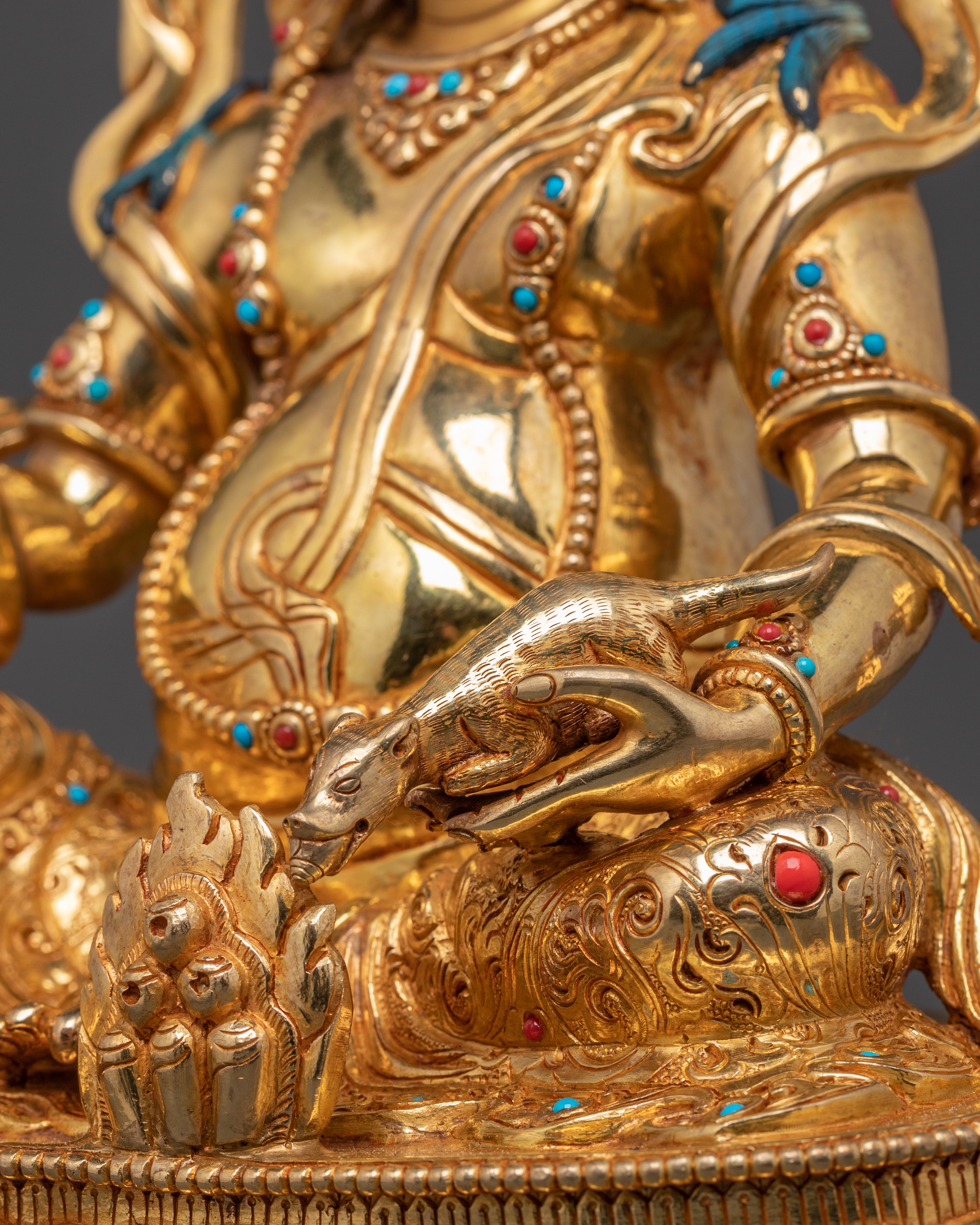 Dzambhala Fortune Icon Tibetan Artwork | Wealth Deity Sculpture