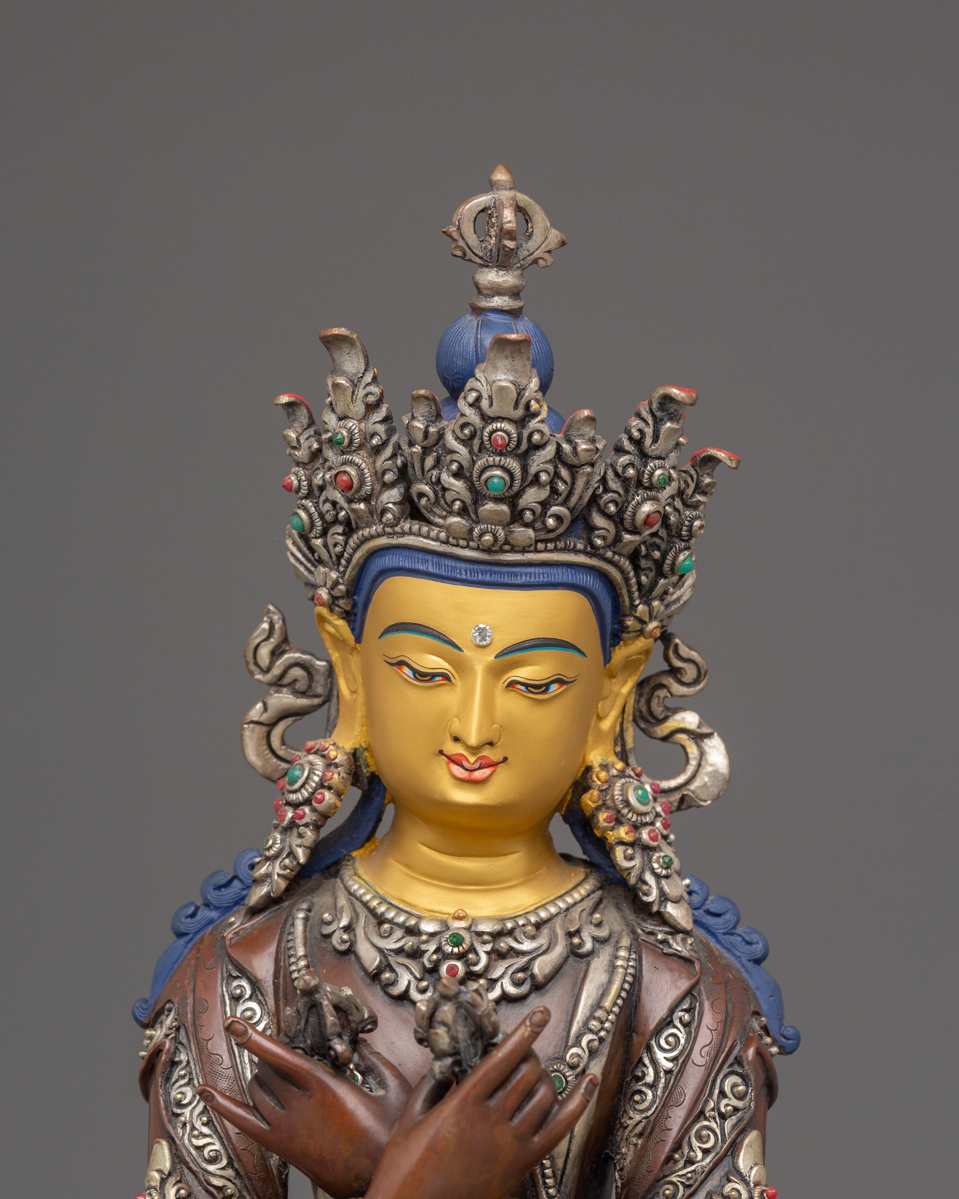 Peaceful Copper Statue of Buddha Vajradhara | Spiritual Meditation Decor