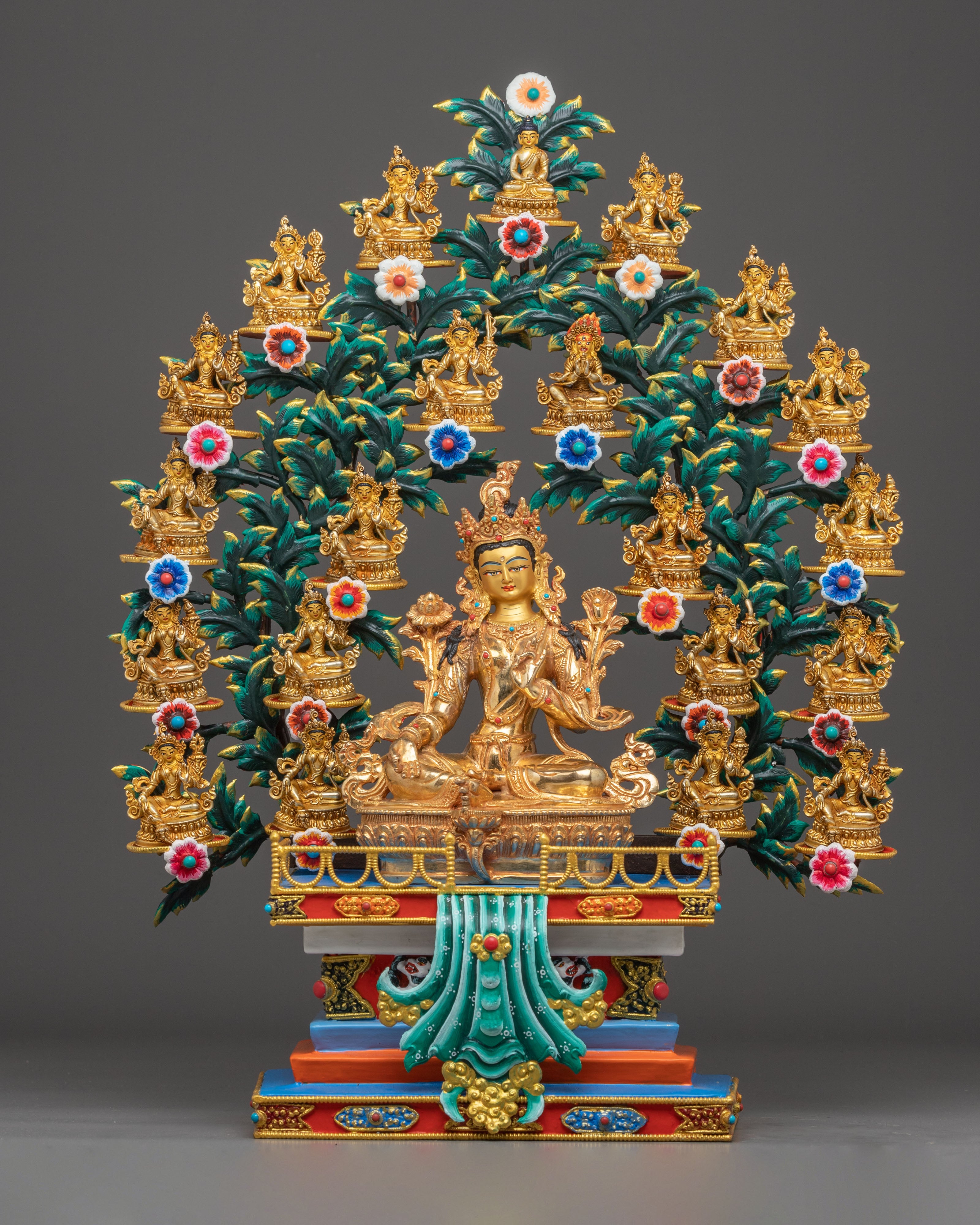 Golden 21 Tara Statues Set | Multiples of Tara for Ritual and Altar