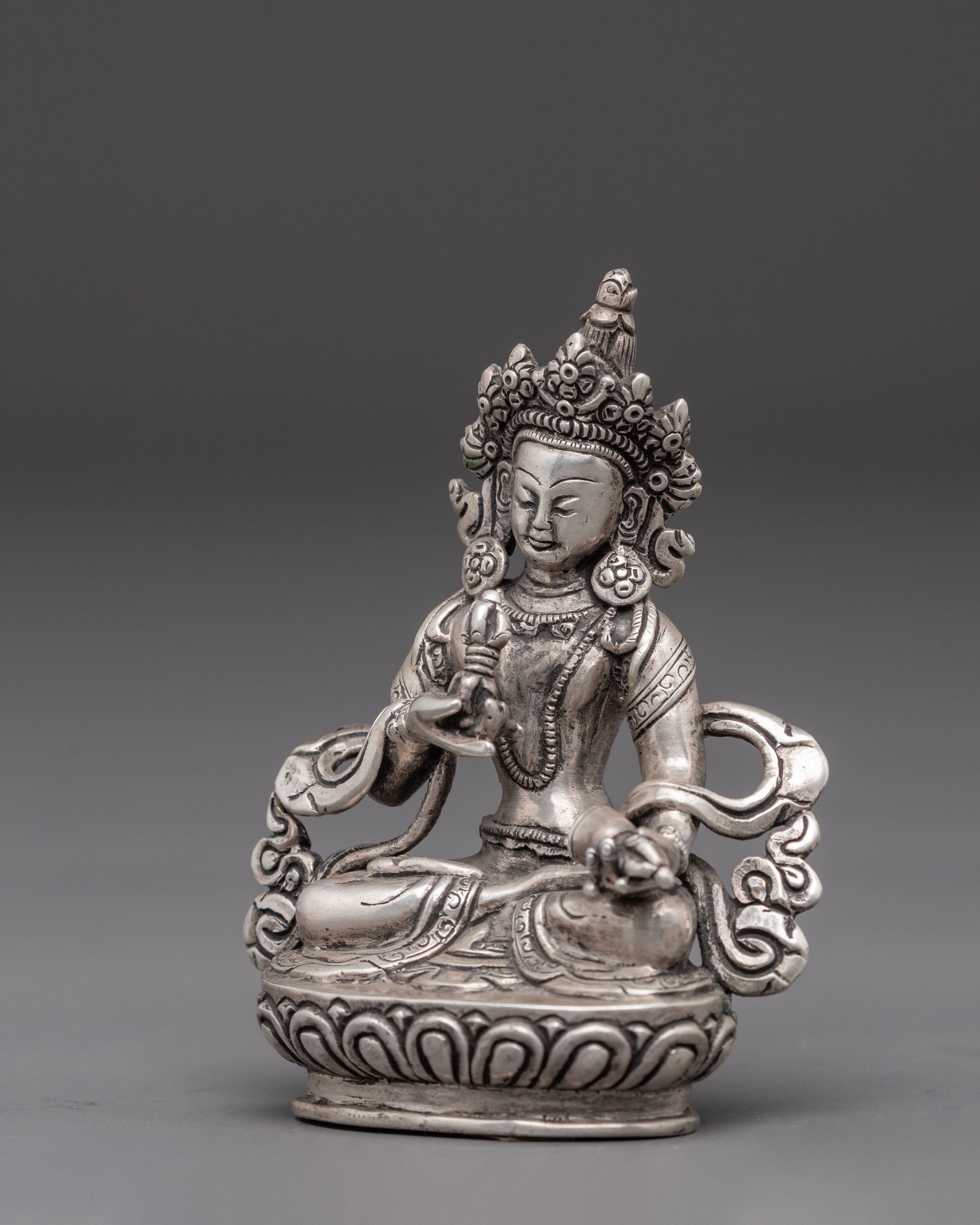 Silver Statue of Vajrasattva | Meditation Altar Piece