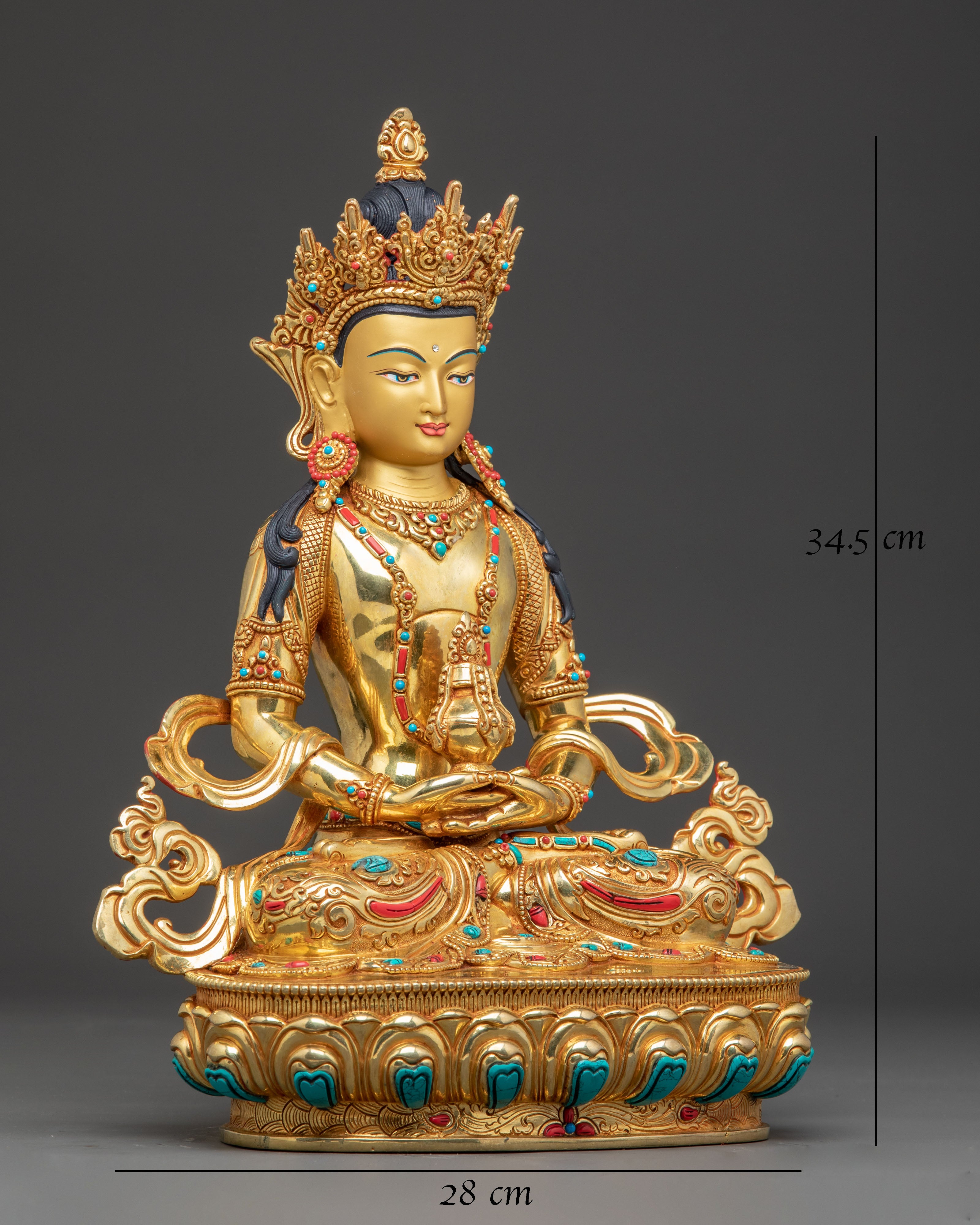 Radiant Statue of Healing Buddha Amitayus | Traditional Himalayan Art