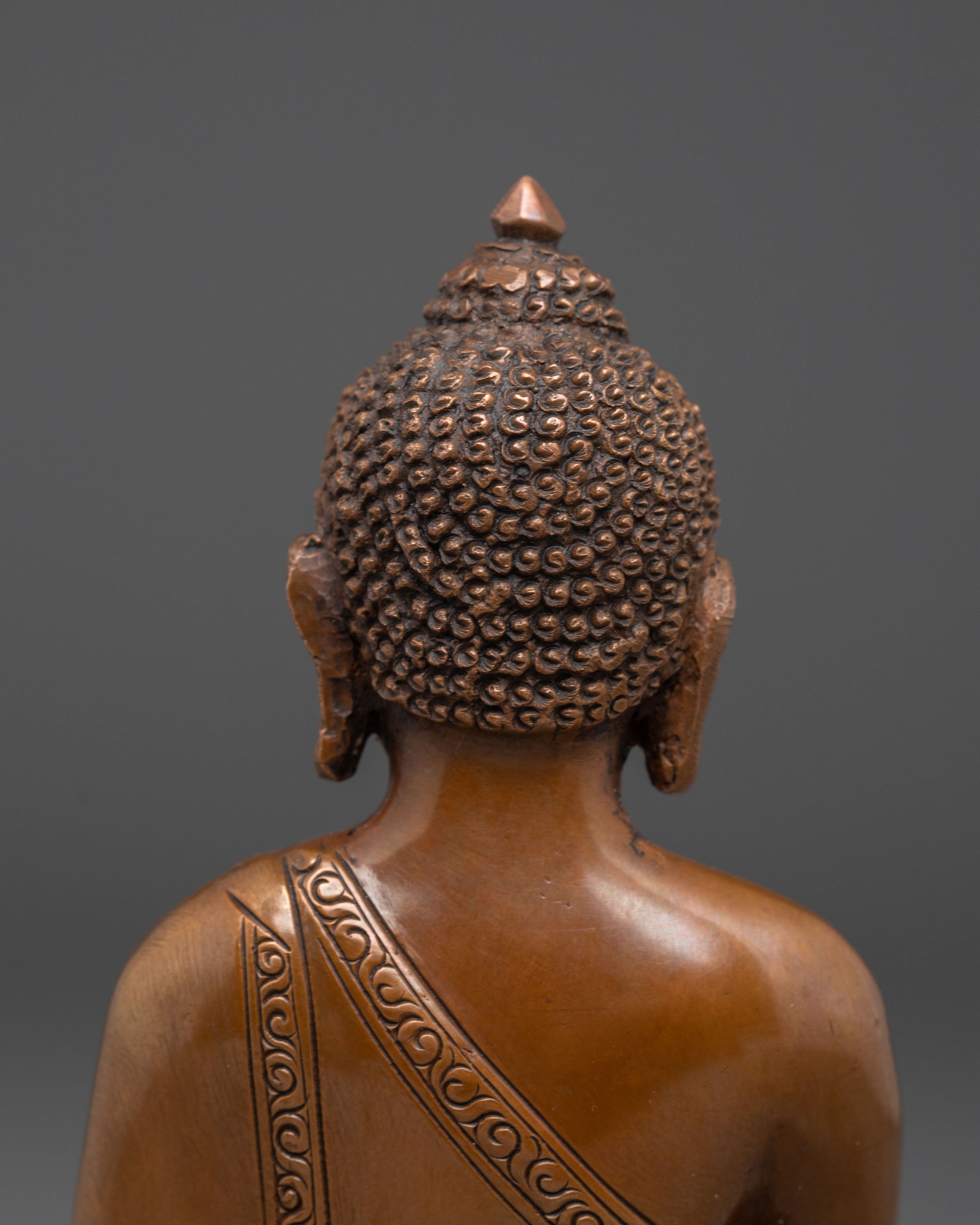 Handcrafted Copper Statue of Buddha Shakyamuni