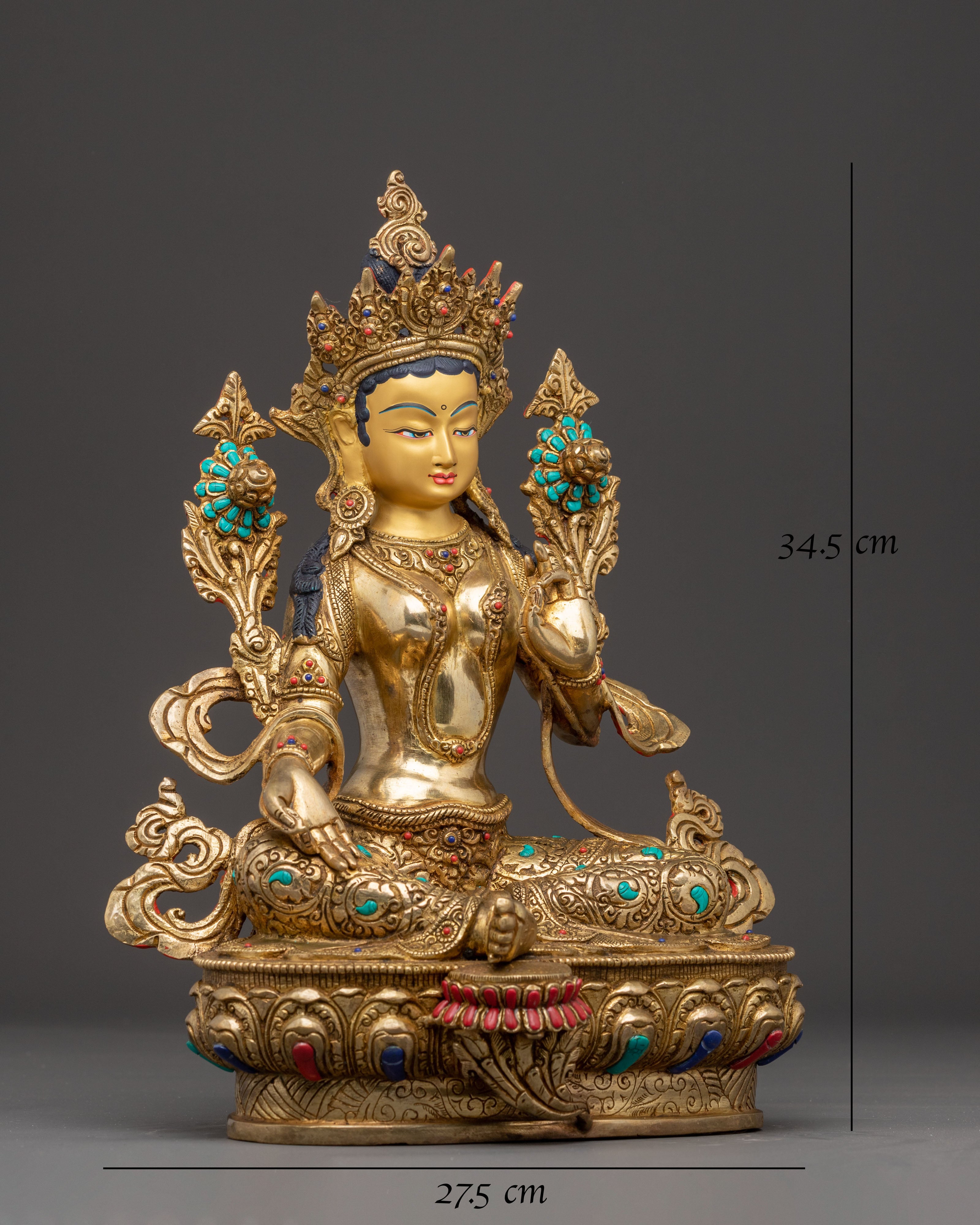 Statue of Mother Green Tara, Symbol of Compassion | Nepali Handmade Icon