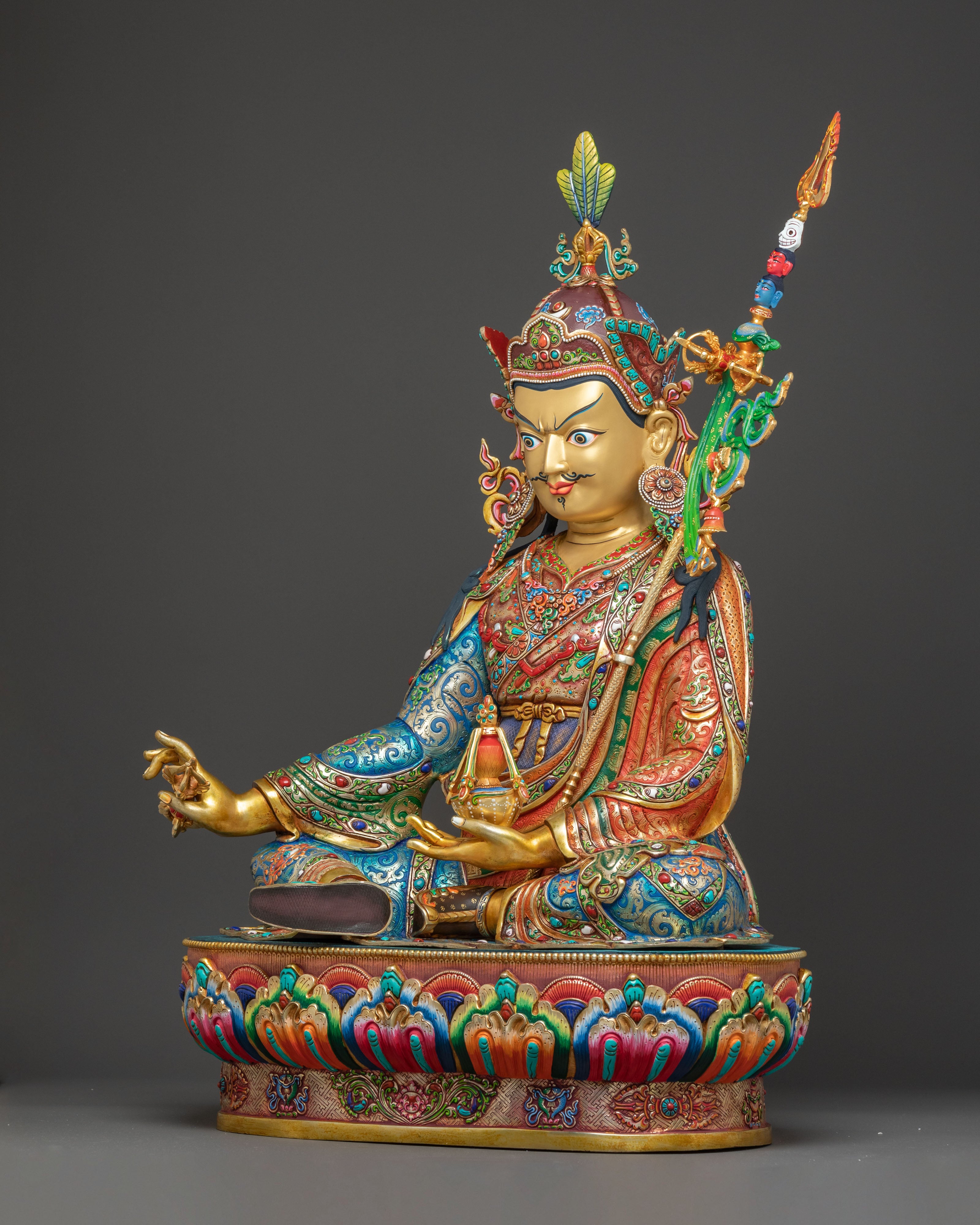 Handmade Padmasambhava Statue With Consorts