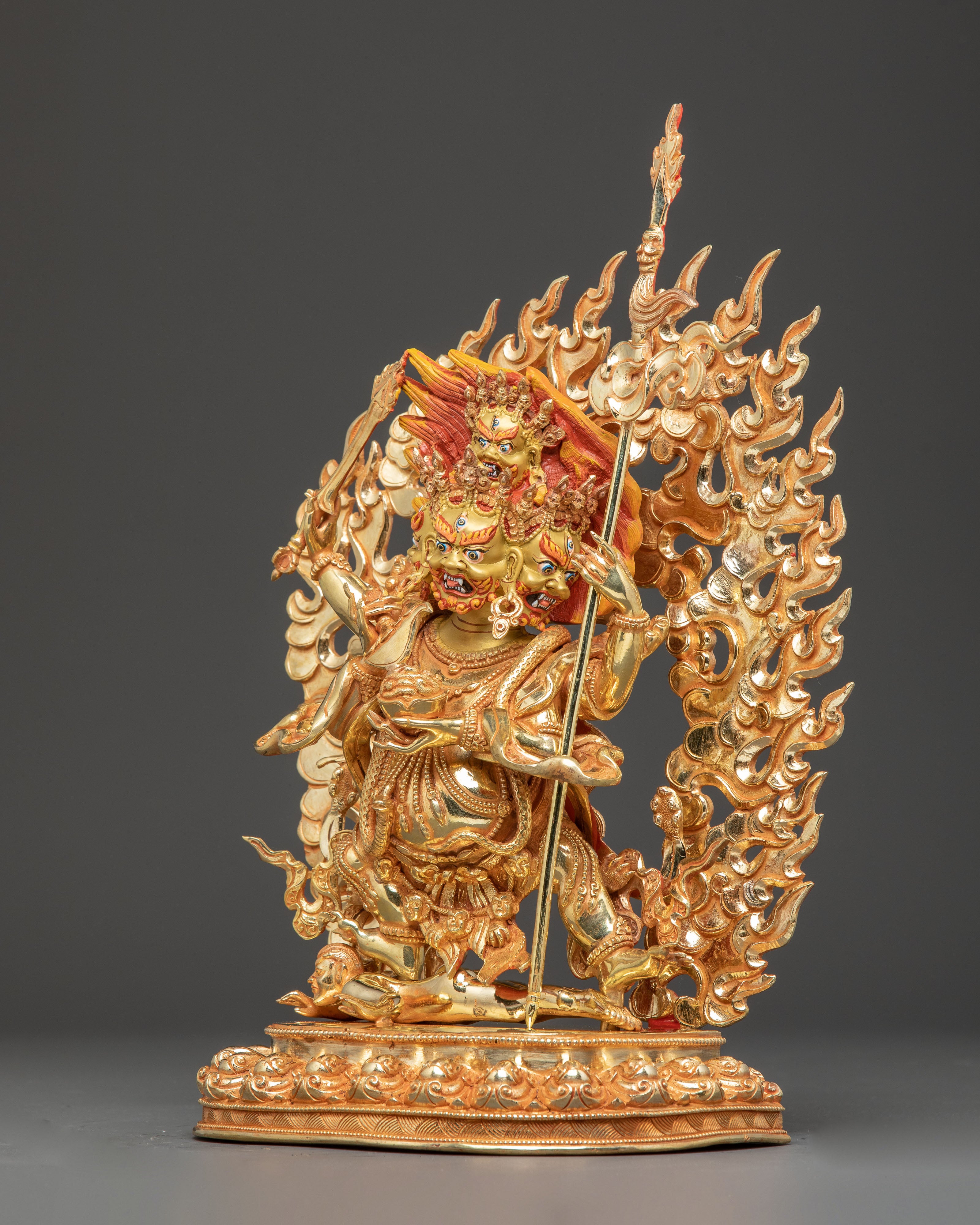 Wrathful Deity Four Armed Mahakala Statue | Powerful Protector